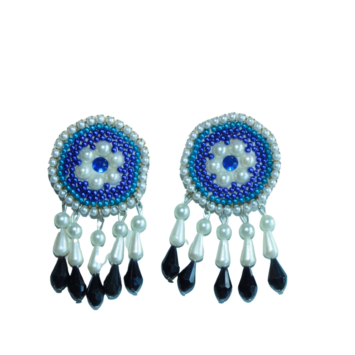 Roads To India - Floral Designed Studs Beaded earrings - Handmade Earrings