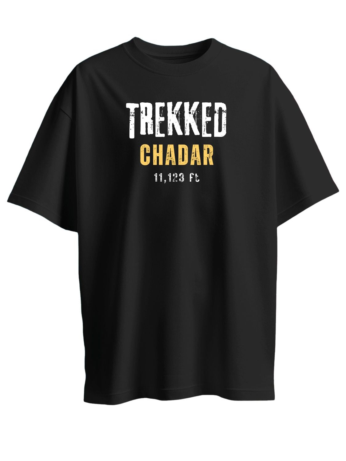 Roads to India® Men's Cotton Trekking T-Shirt – Trekked Chadar Graphic Tee | Unisex Fit (Regular & Oversized) | 180/220 GSM | Half Sleeve, Round Neck | S–5XL | Black, Navy Blue