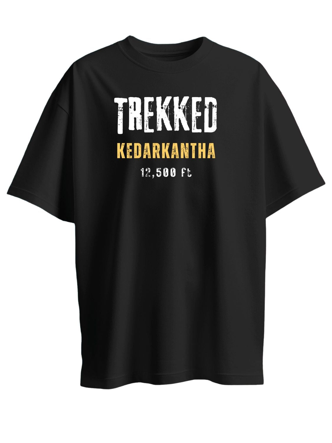 Roads to India® Men's Cotton Trekking T-Shirt – Trekked Kedarkantha Graphic Tee | Unisex Fit (Regular & Oversized) | 180/220 GSM | Half Sleeve, Round Neck | S–5XL | Black, Navy Blue