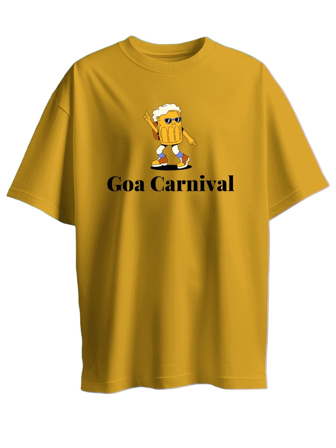 Roads to India® T-Shirt for Men – 100% Cotton Goa Carnival Half Sleeve Round Neck Graphic Print Tee | Unisex Regular & Oversized Fit | 180/220 GSM | S–5XL | White, Yellow, Red