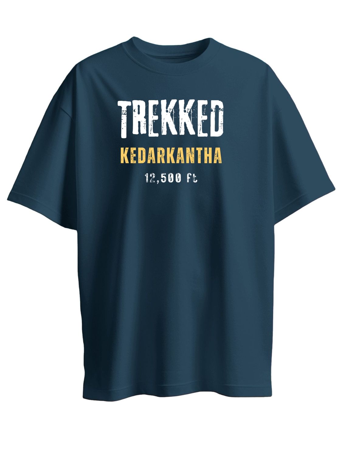 Roads to India® Men's Cotton Trekking T-Shirt – Trekked Kedarkantha Graphic Tee | Unisex Fit (Regular & Oversized) | 180/220 GSM | Half Sleeve, Round Neck | S–5XL | Black, Navy Blue