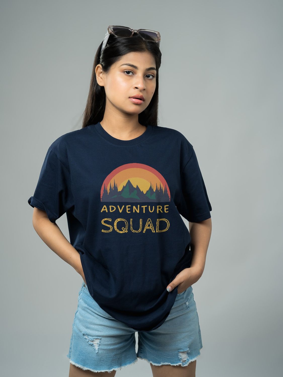Roads to India® Cotton T-Shirt for Men – Adventure Squad Graphic Print Tee | Half Sleeve Round Neck | Unisex Regular Fit | 180 GSM | Black, Navy Blue, Olive, Red | S to 5XL