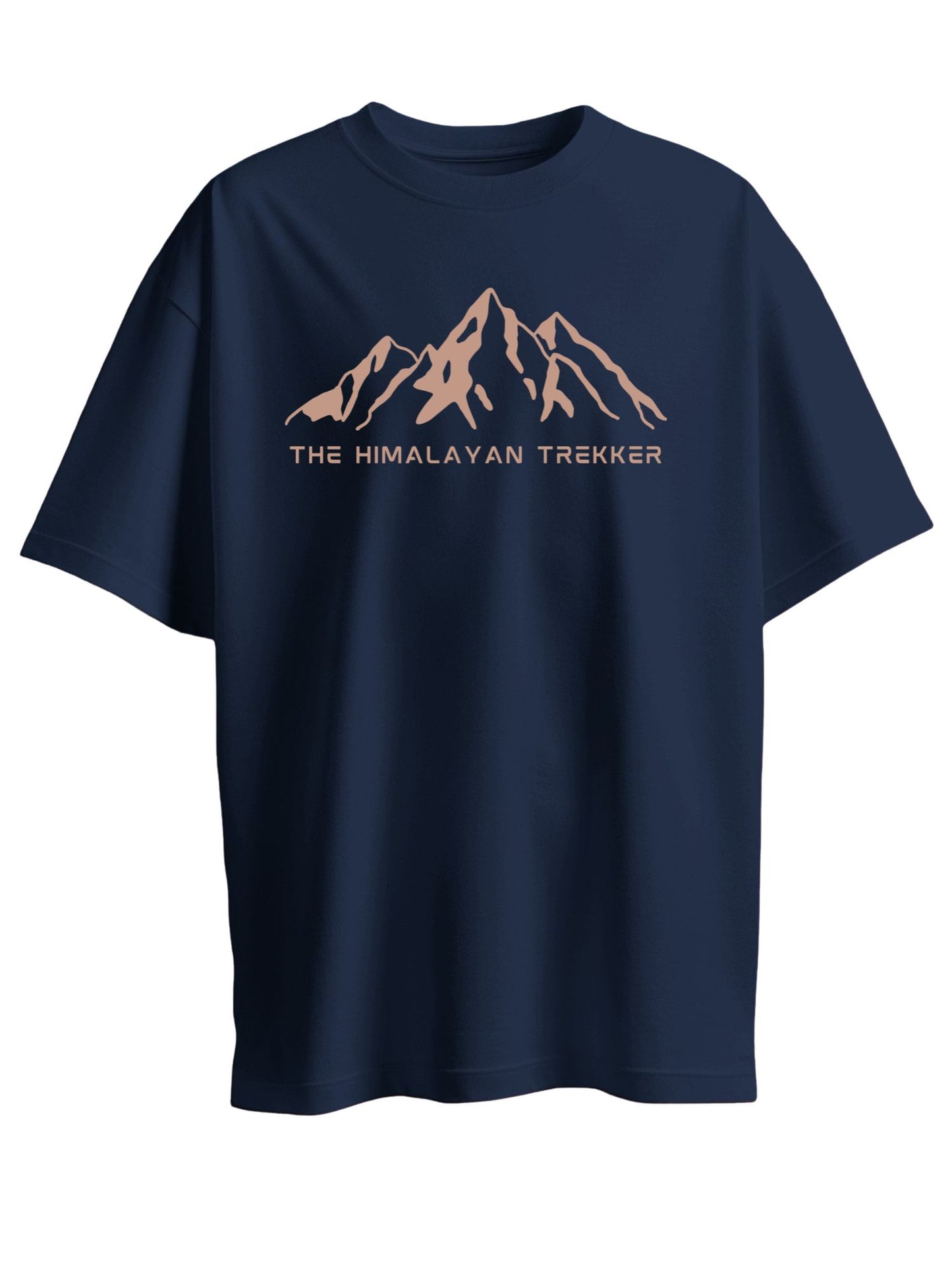 Roads to India® Men's Pure Cotton Trekking T-Shirt – The Himalayan Trekker Graphic Tee | Unisex Regular & Oversized Fit | 180/220 GSM | Half Sleeve Round Neck | S–5XL | Black, Navy Blue