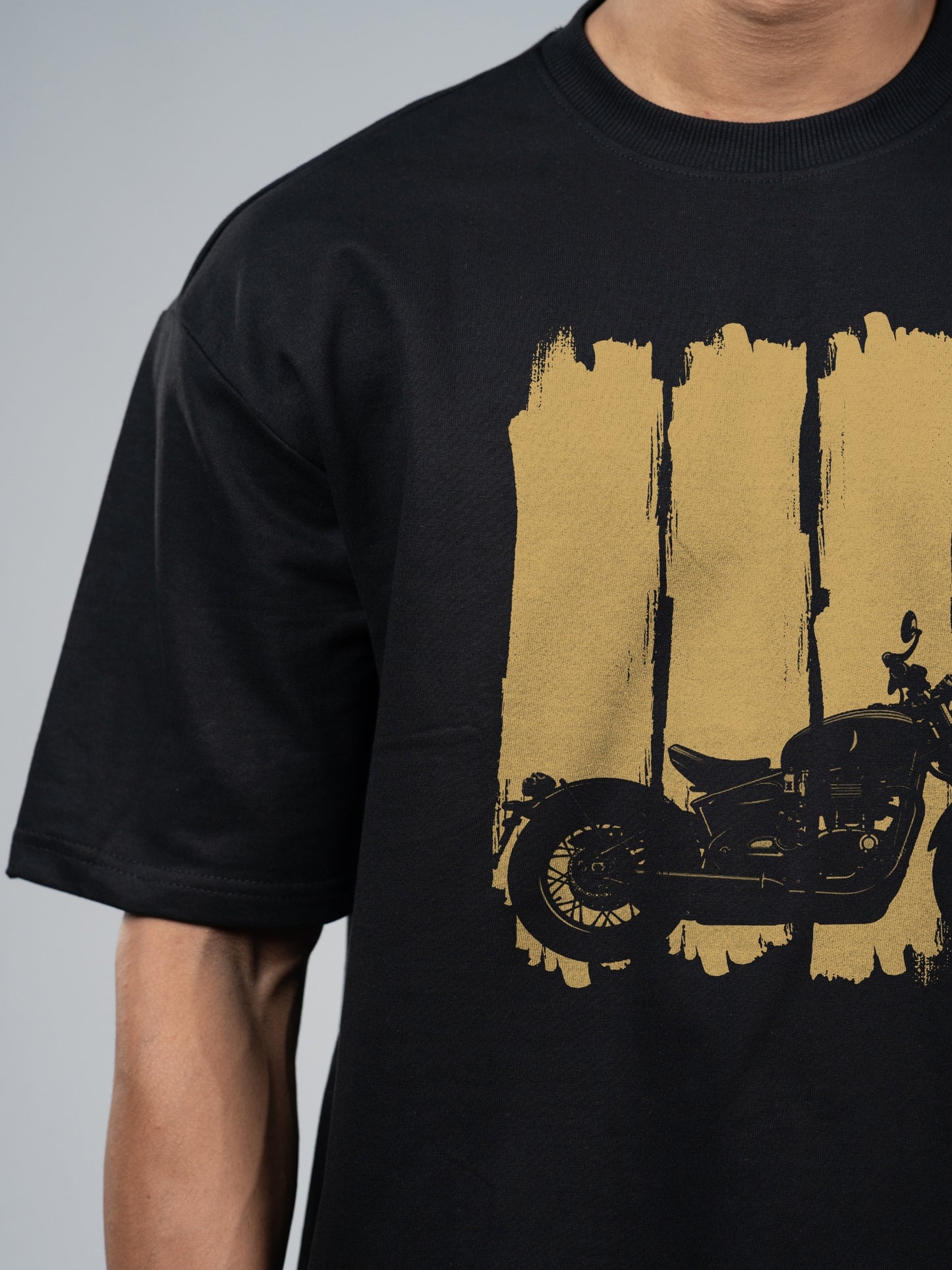 Roads to India® T-Shirt for Men – 100% Cotton Ladakh Motorcycle Rider Half Sleeve Round Neck Graphic Print Tee | Regular & Oversized Fit | 180/220 GSM | S–5XL | Black, Navy Blue