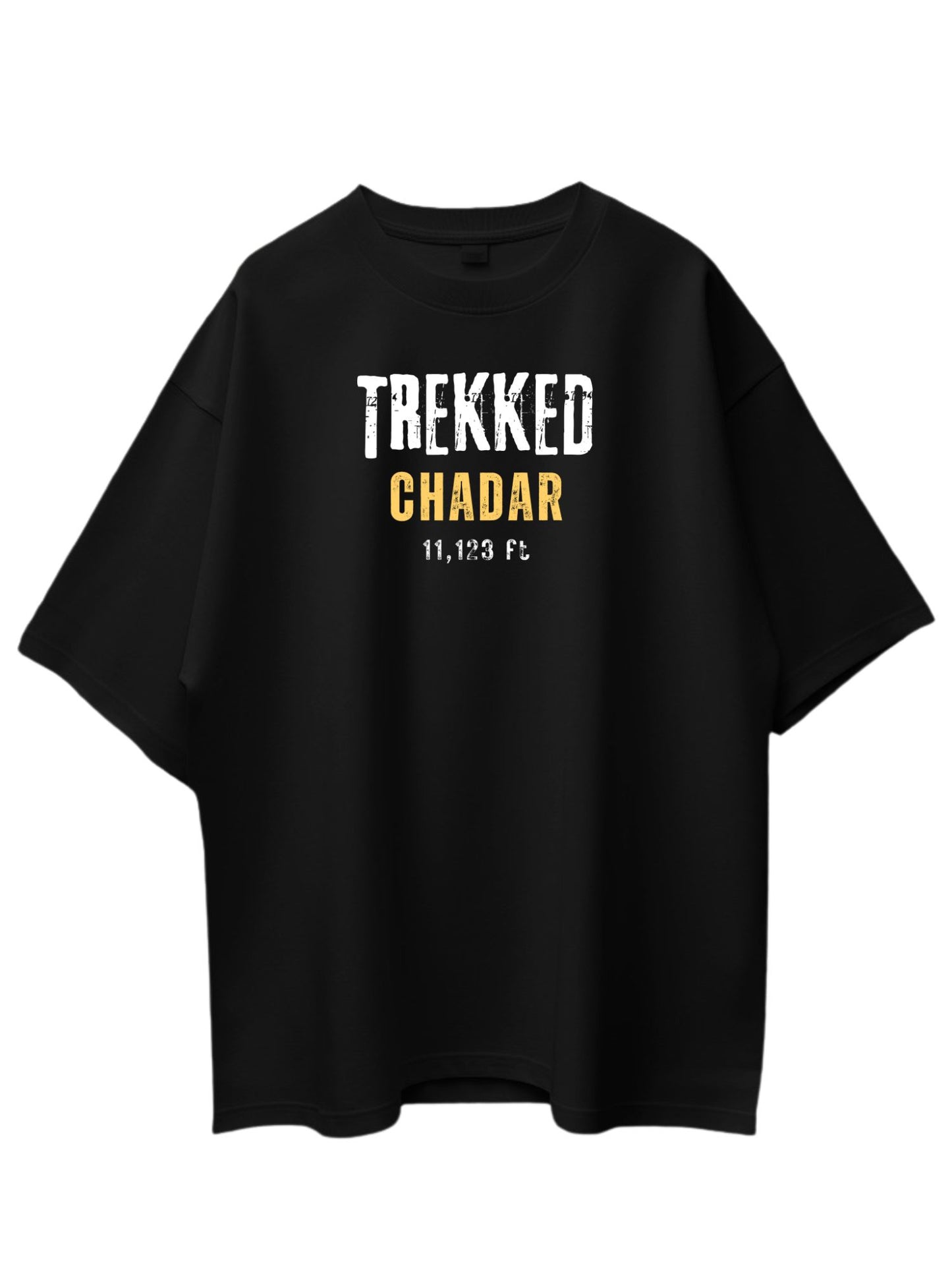 Roads to India® Men's Cotton Trekking T-Shirt – Trekked Chadar Graphic Tee | Unisex Fit (Regular & Oversized) | 180/220 GSM | Half Sleeve, Round Neck | S–5XL | Black, Navy Blue