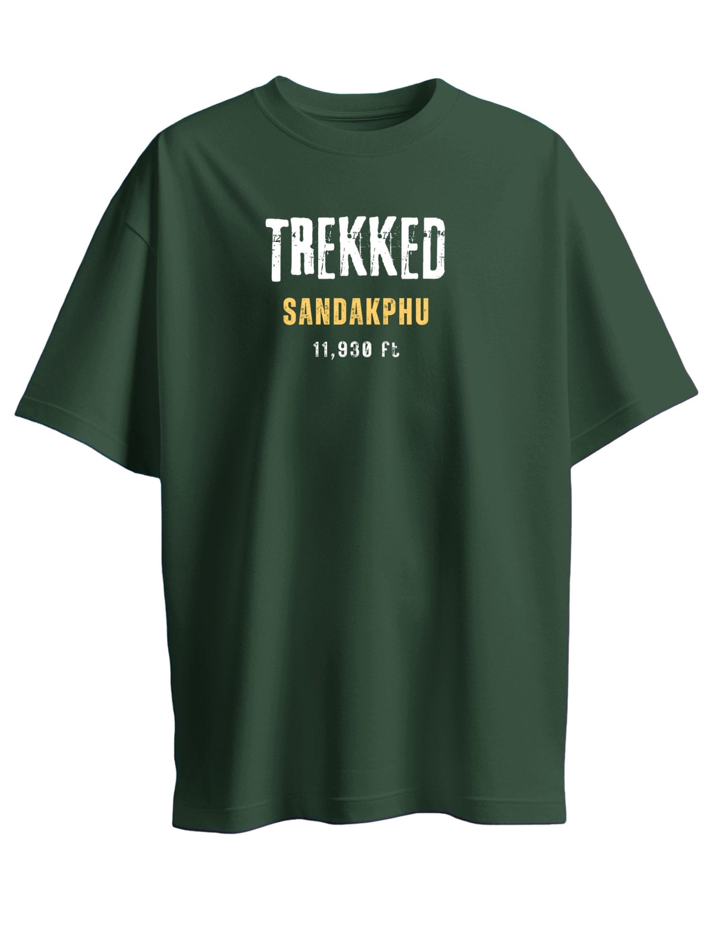 Roads to India® Men's Cotton Trekking T-Shirt – Trekked Sandakphu–Phalut Graphic Tee | Regular & Oversized | 180/220 GSM | Half Sleeve, Round Neck | S–5XL | Black, Blue, Red, Grey, Olive
