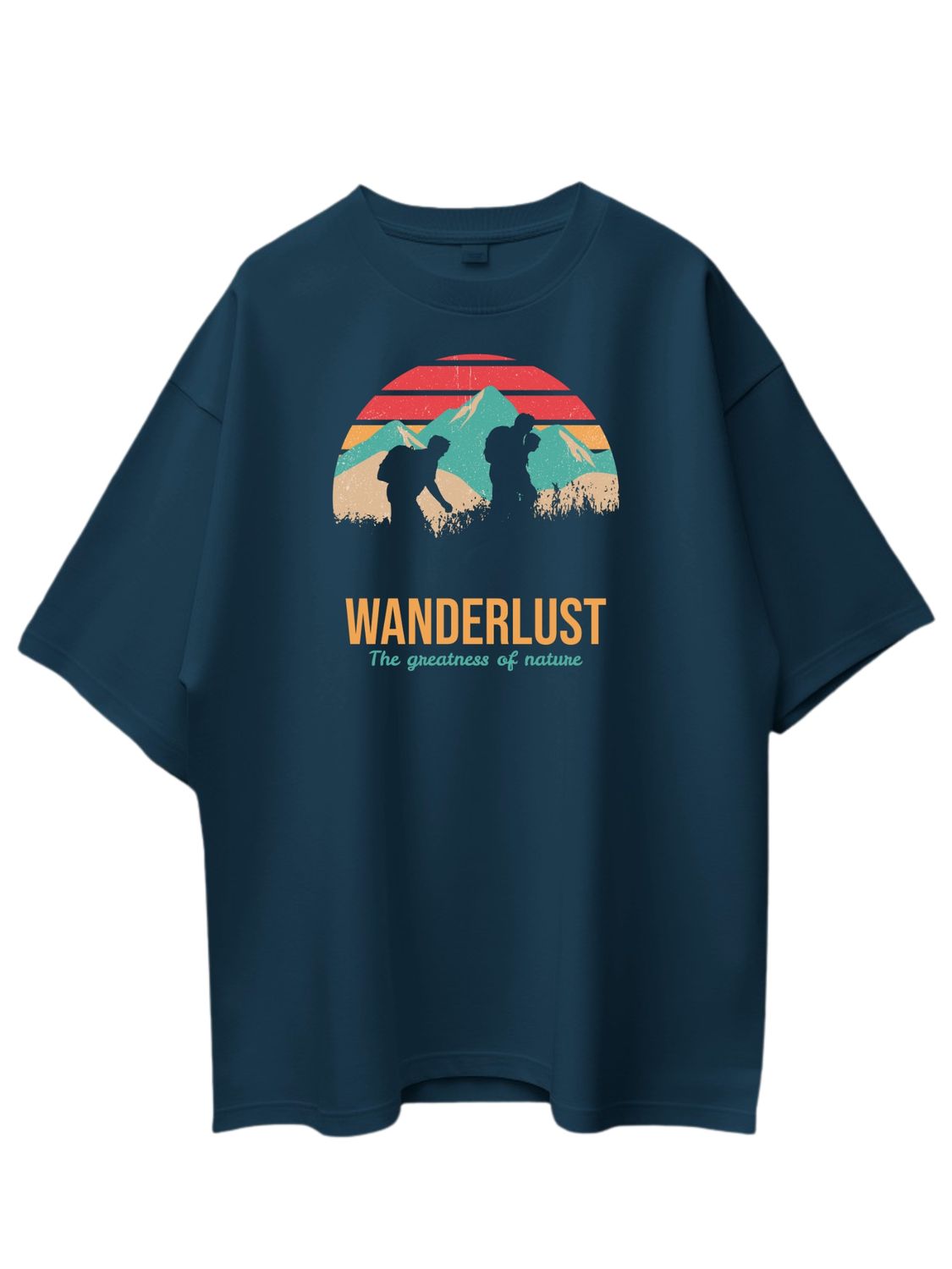 Roads to India® Cotton T-Shirt for Men and Women – WANDERLUST Graphic Print Tee | Half Sleeve Round Neck | Unisex Regular & Oversized Fit | 180/220 GSM | Black, Navy Blue | S to 5XL