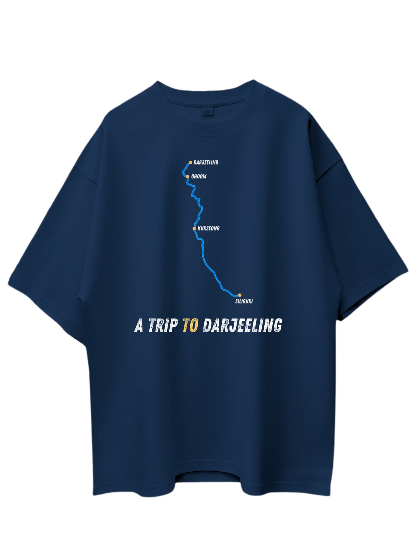 Roads to India® Men's Pure Cotton Travel T-Shirt – Siliguri to Darjeeling Graphic Tee | Unisex Fit (Regular & Oversized) | 180/220 GSM | Half Sleeve, Round Neck | S–5XL | Black, Navy Blue, Olive