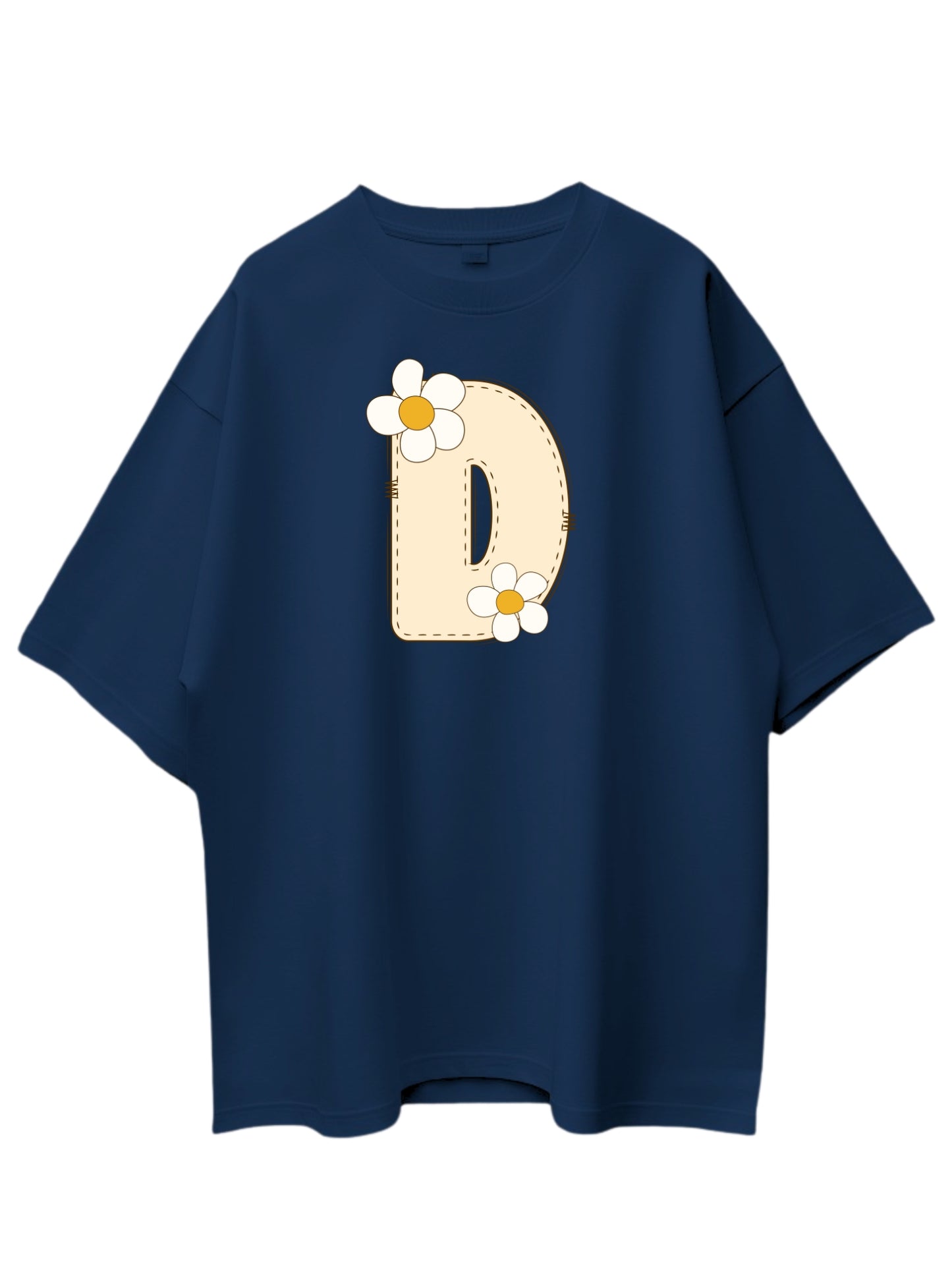 Roads to India® Women's Pure Cotton Casual T-Shirt – D-Name Art Alphabet Graphic Tee | Unisex Fit (Regular & Oversized) | 180/220 GSM | Half Sleeve, Round Neck | S–5XL | Black, Navy Blue, Red