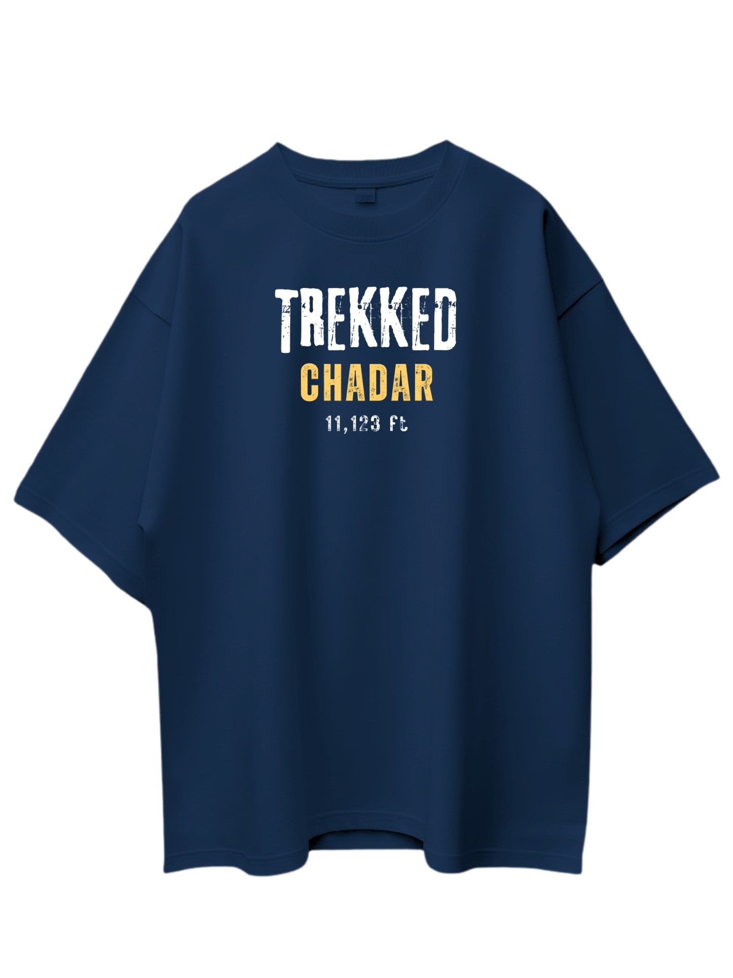 Roads to India® Men's Cotton Trekking T-Shirt – Trekked Chadar Graphic Tee | Unisex Fit (Regular & Oversized) | 180/220 GSM | Half Sleeve, Round Neck | S–5XL | Black, Navy Blue