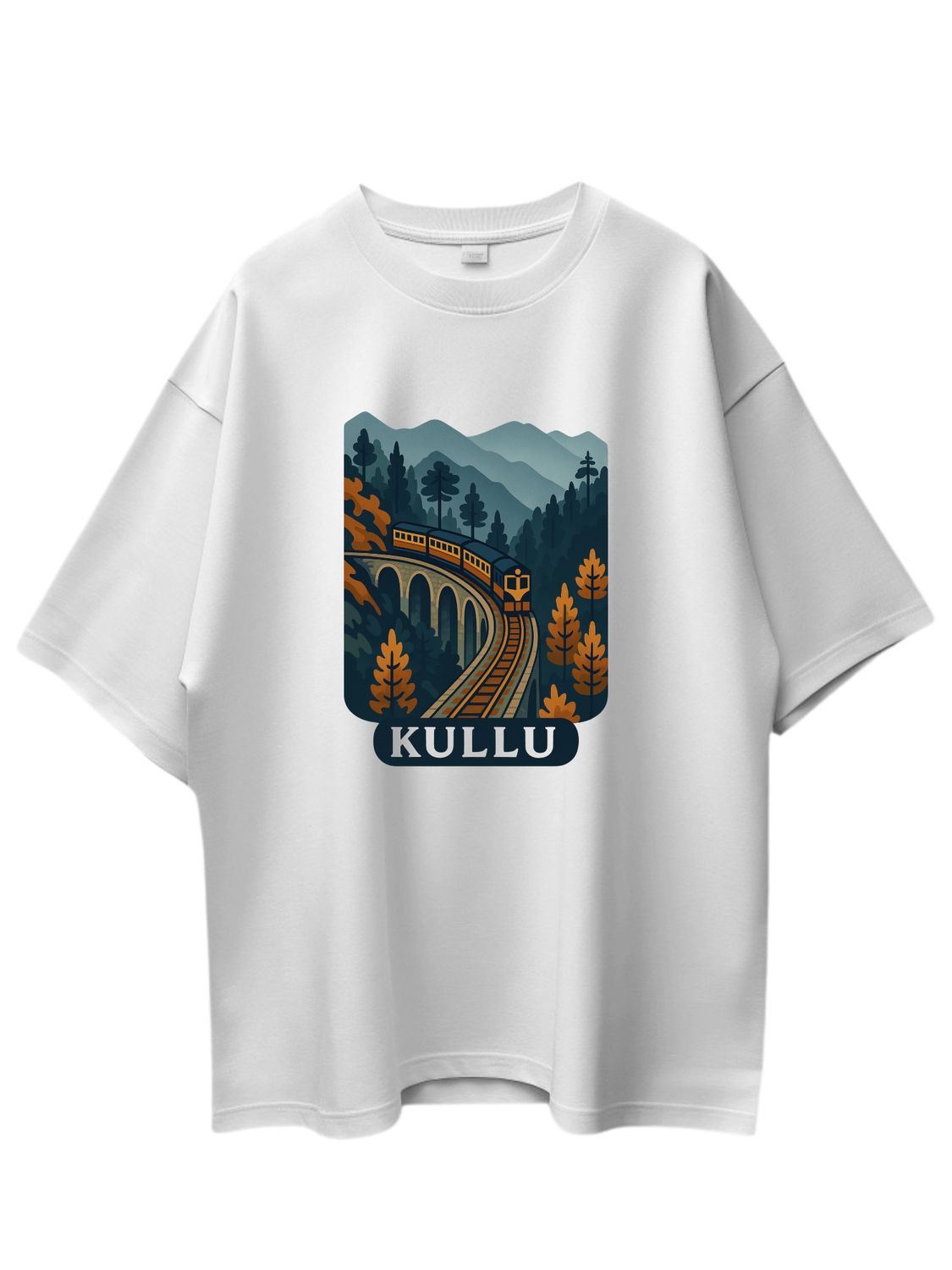 Roads to India® Pure Cotton Regular, Oversized Travel t-shirt for Men - Kullu - Unisex Round Neck Printed Casual fit Drop Shoulder 180-220 GSM | S - 5XL | White