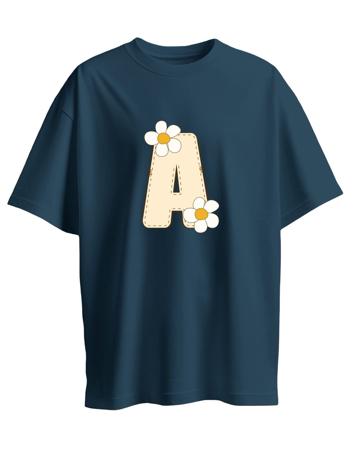Roads to India® Women's Pure Cotton Casual T-Shirt – A-Name Art Alphabet Graphic Tee | Unisex Fit (Regular & Oversized) | 180/220 GSM | Half Sleeve, Round Neck | S–5XL | Black, Navy Blue, Red