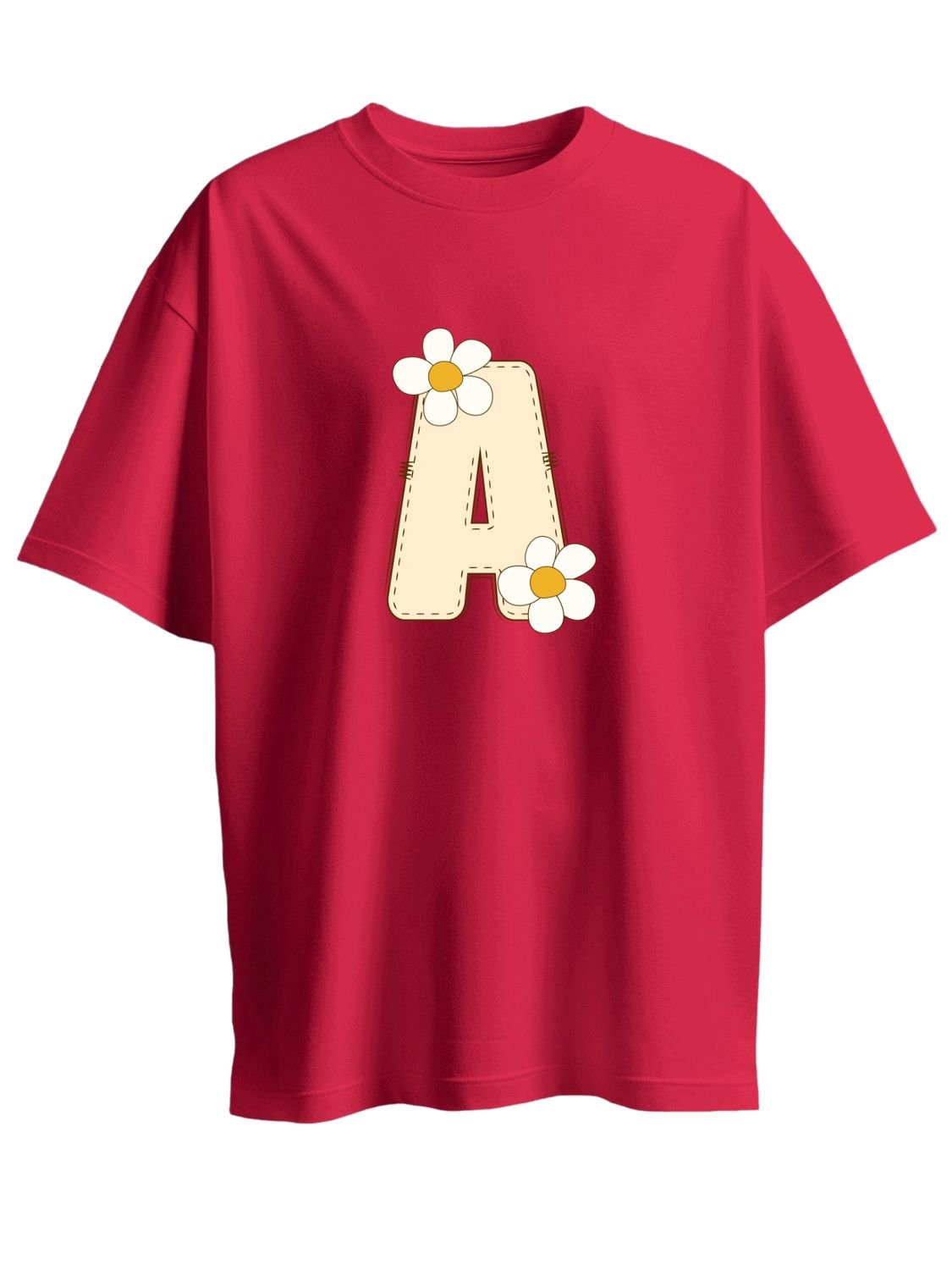 Roads to India® Women's Pure Cotton Casual T-Shirt – A-Name Art Alphabet Graphic Tee | Unisex Fit (Regular & Oversized) | 180/220 GSM | Half Sleeve, Round Neck | S–5XL | Black, Navy Blue, Red