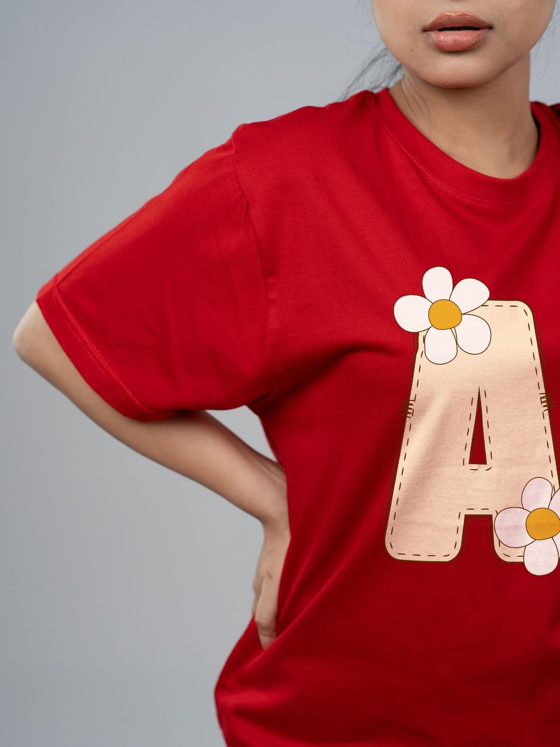 Roads to India® Women's Pure Cotton Casual T-Shirt – A-Name Art Alphabet Graphic Tee | Unisex Fit (Regular & Oversized) | 180/220 GSM | Half Sleeve, Round Neck | S–5XL | Black, Navy Blue, Red
