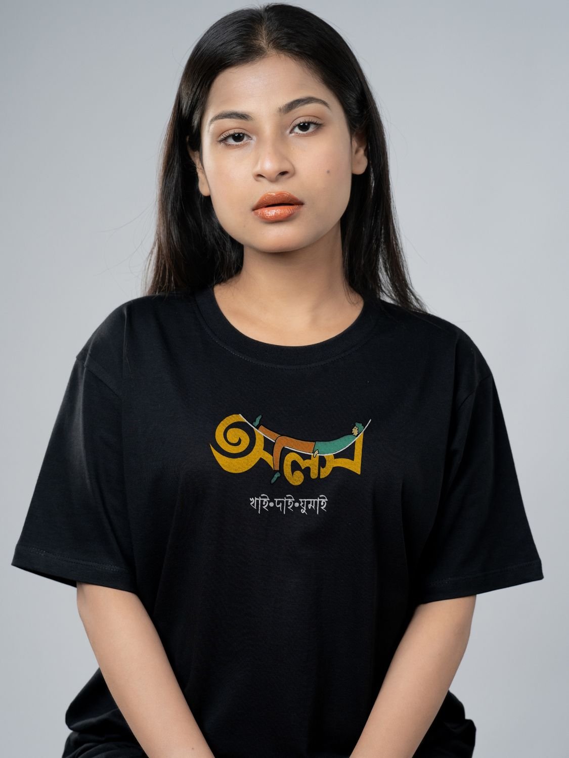 Roads to India® Men's Pure Cotton Casual T-Shirt – Alas - Khai Dai Ghumai Bengali Quote Tee | Unisex Fit (Regular & Oversized) | 180/220 GSM | Half Sleeve, Round Neck | S–5XL | White, Black