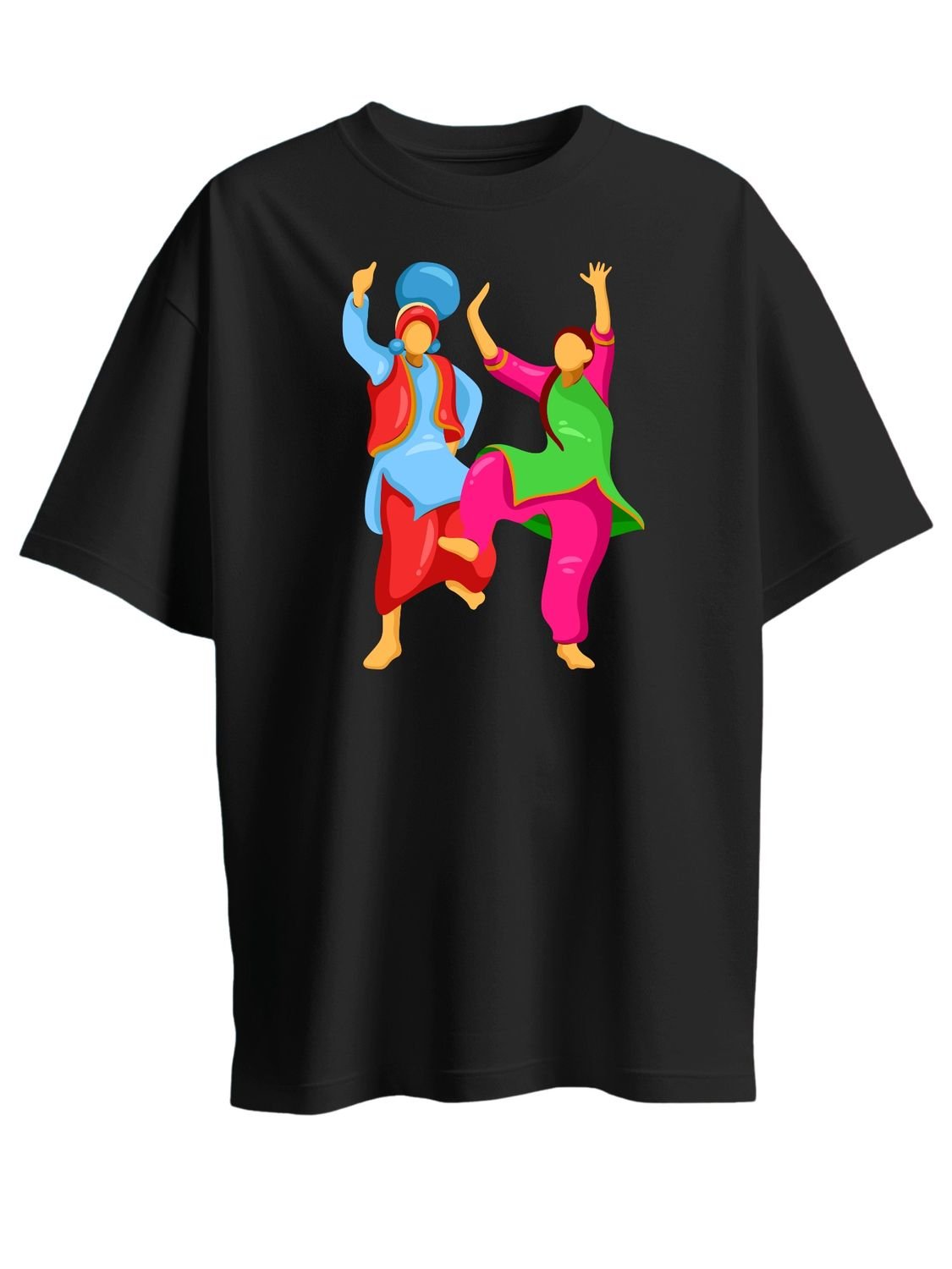 Roads to India® Men's Pure Cotton Festival T-Shirt – Let’s Do Bhangra Graphic Tee | Unisex Fit (Regular & Oversized) | 180/220 GSM | Half Sleeve, Round Neck | S–5XL | Black, Grey, Navy Blue, White