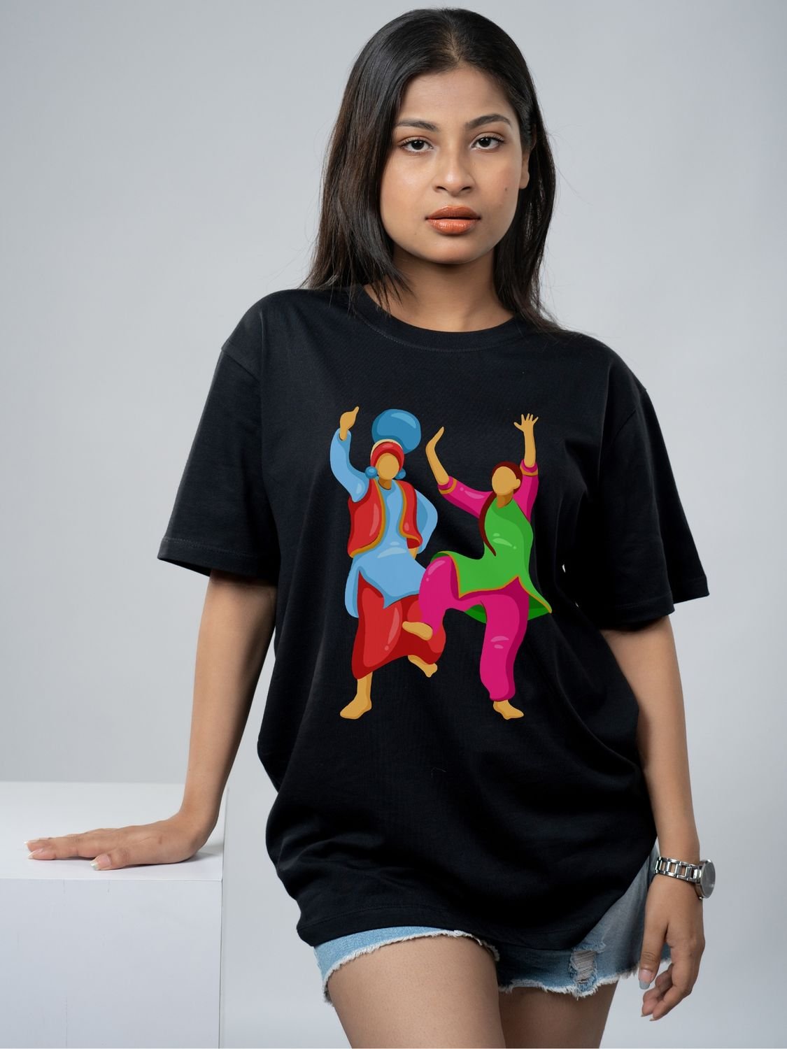 Roads to India® Men's Pure Cotton Festival T-Shirt – Let’s Do Bhangra Graphic Tee | Unisex Fit (Regular & Oversized) | 180/220 GSM | Half Sleeve, Round Neck | S–5XL | Black, Grey, Navy Blue, White
