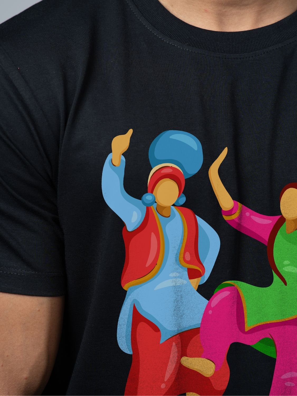 Roads to India® Men's Pure Cotton Festival T-Shirt – Let’s Do Bhangra Graphic Tee | Unisex Fit (Regular & Oversized) | 180/220 GSM | Half Sleeve, Round Neck | S–5XL | Black, Grey, Navy Blue, White