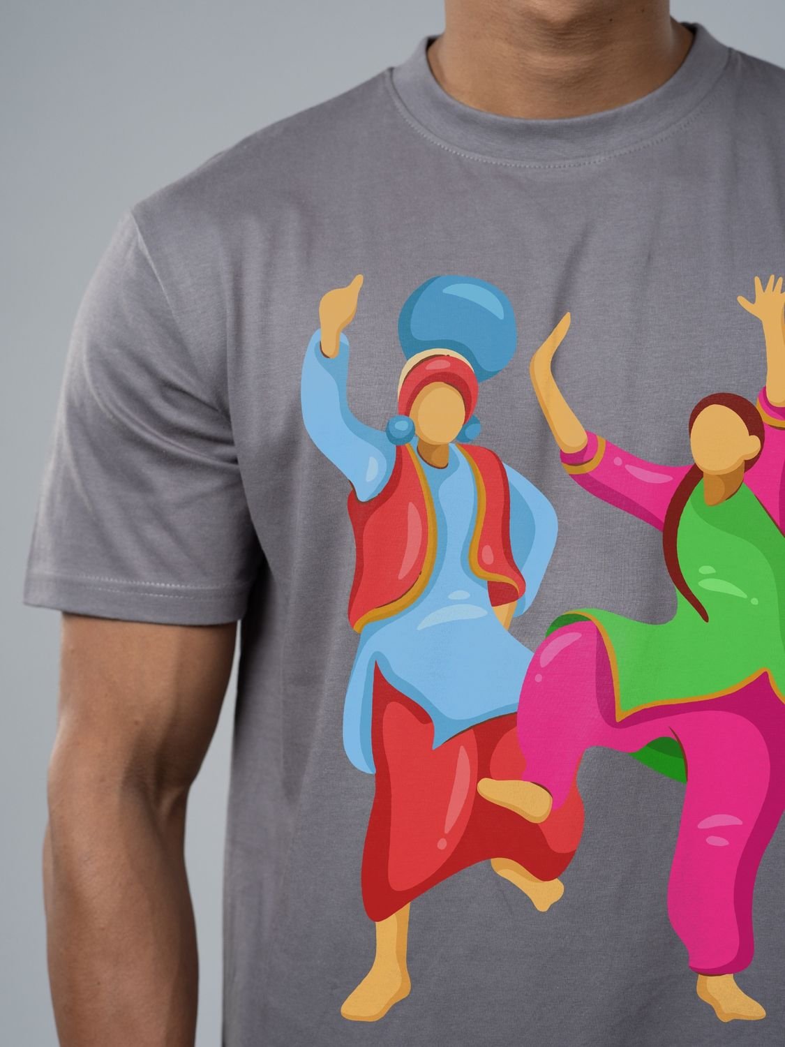 Roads to India® Men's Pure Cotton Festival T-Shirt – Let’s Do Bhangra Graphic Tee | Unisex Fit (Regular & Oversized) | 180/220 GSM | Half Sleeve, Round Neck | S–5XL | Black, Grey, Navy Blue, White