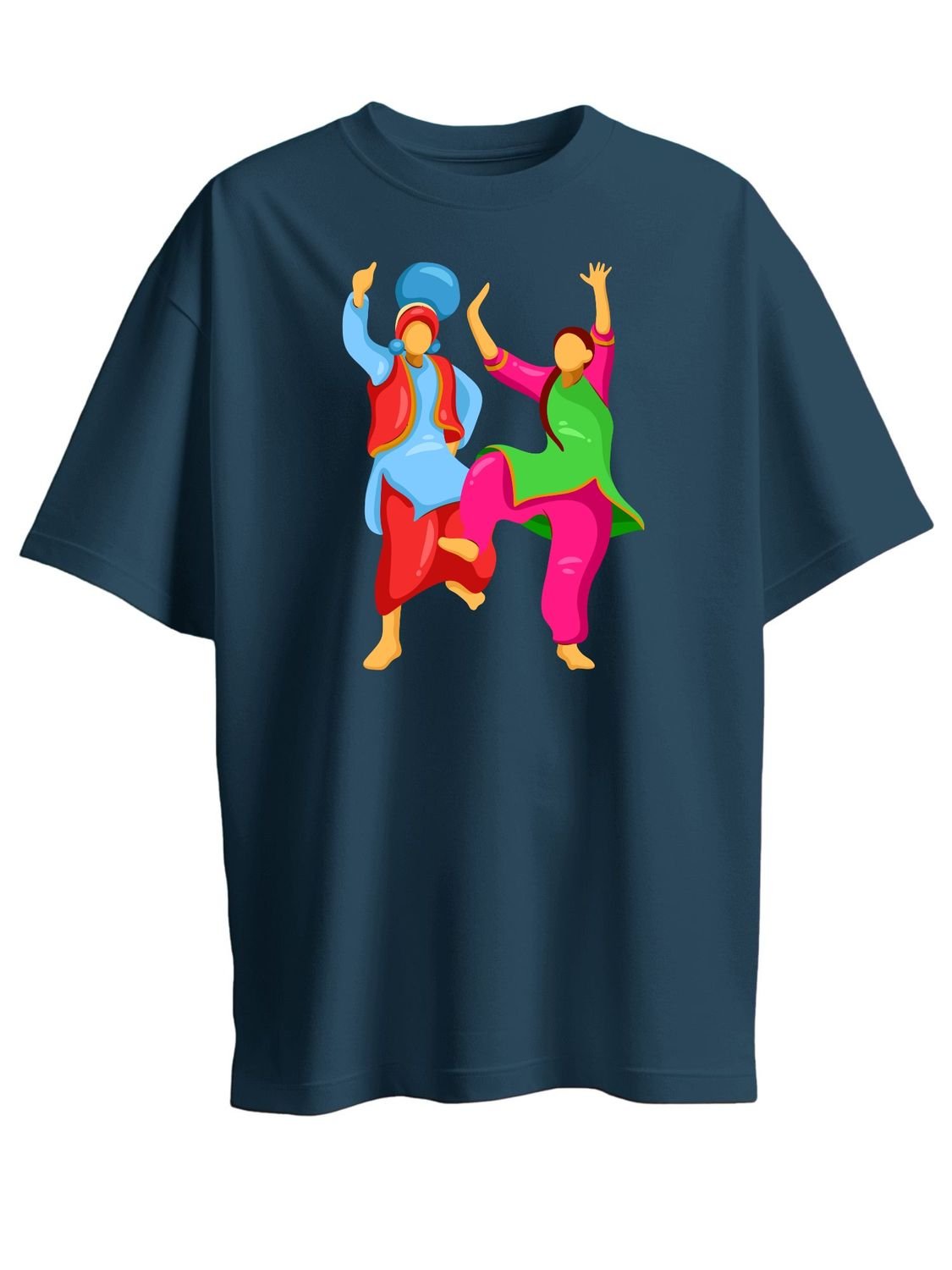 Roads to India® Men's Pure Cotton Festival T-Shirt – Let’s Do Bhangra Graphic Tee | Unisex Fit (Regular & Oversized) | 180/220 GSM | Half Sleeve, Round Neck | S–5XL | Black, Grey, Navy Blue, White