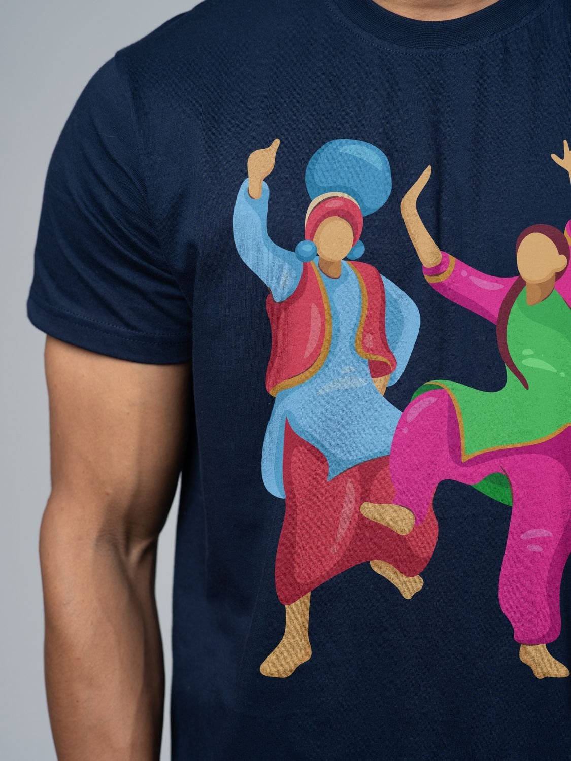 Roads to India® Men's Pure Cotton Festival T-Shirt – Let’s Do Bhangra Graphic Tee | Unisex Fit (Regular & Oversized) | 180/220 GSM | Half Sleeve, Round Neck | S–5XL | Black, Grey, Navy Blue, White