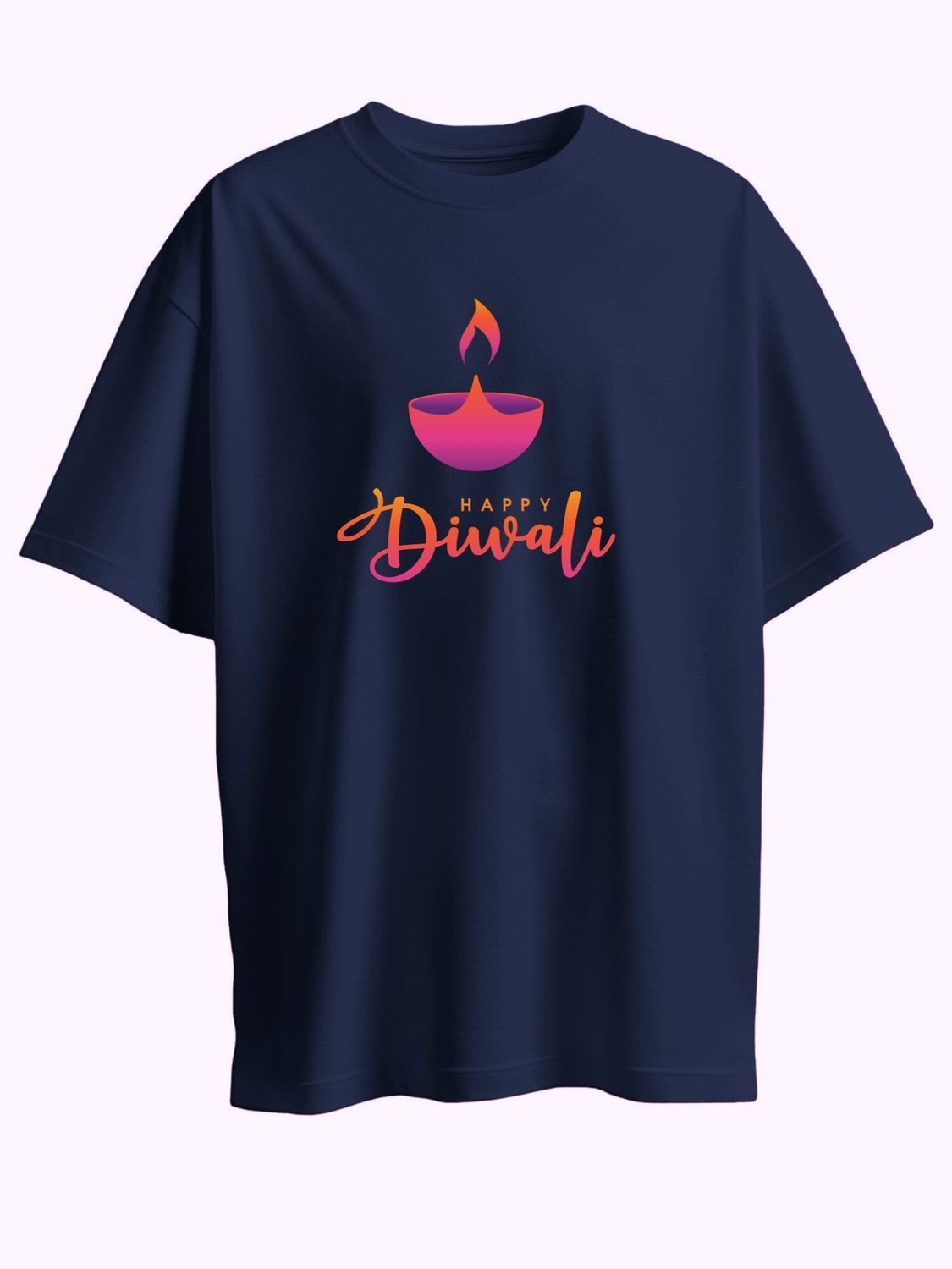 Roads to India® T-Shirt for Men – 100% Cotton Diwali Diya Half Sleeve Round Neck Graphic Print Tee | Unisex Regular & Oversized Fit | 180/220 GSM | S–5XL | Black, Navy Blue, White, Olive Green, Yellow