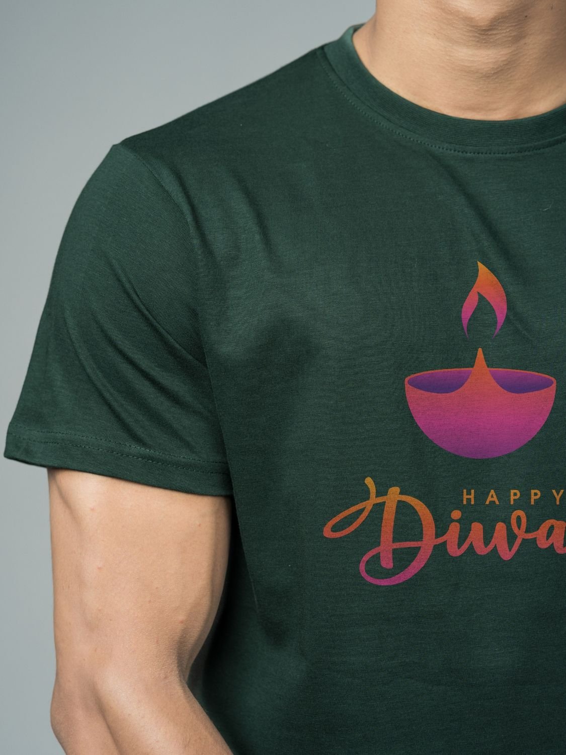 Roads to India® T-Shirt for Men – 100% Cotton Diwali Diya Half Sleeve Round Neck Graphic Print Tee | Unisex Regular & Oversized Fit | 180/220 GSM | S–5XL | Black, Navy Blue, White, Olive Green, Yellow