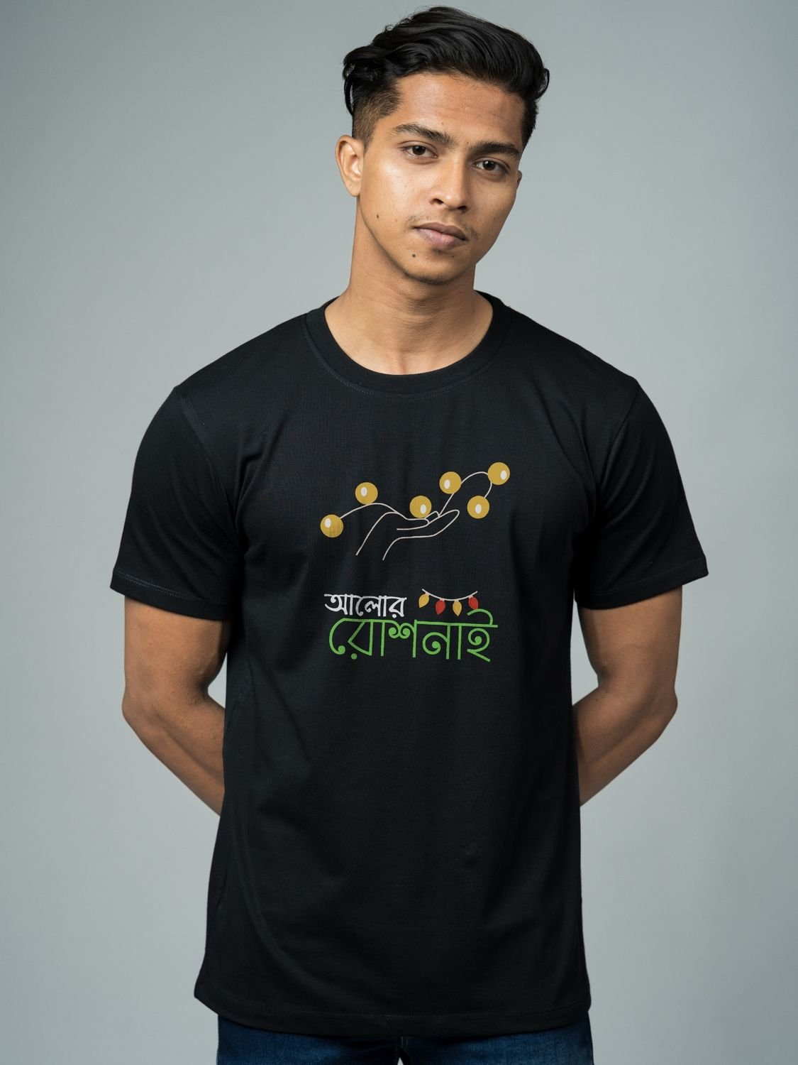Roads to India® T-Shirt for Men – 100% Cotton Diwali in Kolkata Half Sleeve Round Neck Graphic Print Tee | Unisex Regular & Oversized Fit | 180/220 GSM | S–5XL | Black, Navy Blue