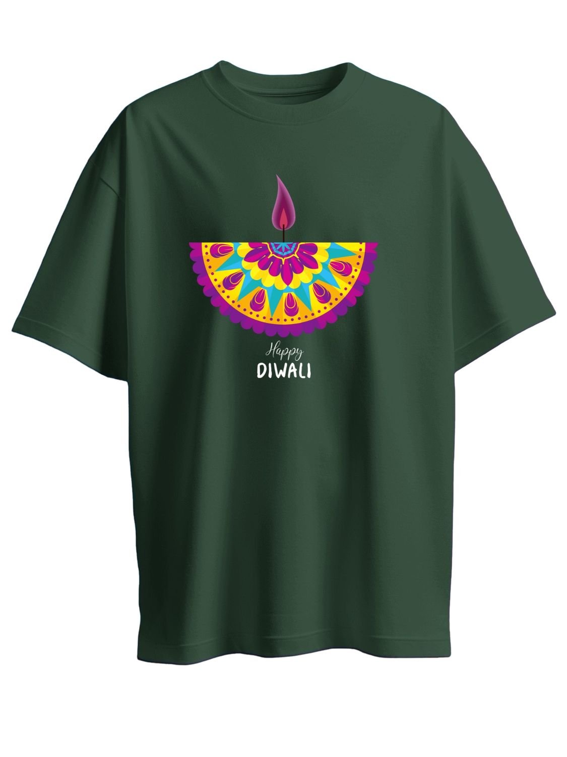 Roads to India® T-Shirt for Men – 100% Cotton Diwali Half Sleeve Round Neck Graphic Print Tee | Unisex Regular & Oversized Fit | 180/220 GSM | S–5XL | Black, Navy Blue, Red, Yellow