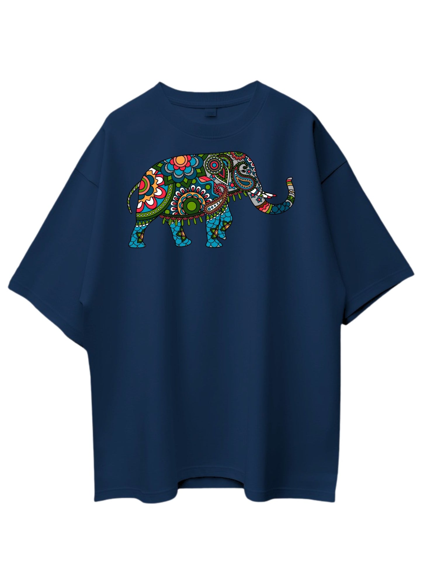 Roads to India® T-Shirt for Men – 100% Cotton Elephant Half Sleeve Round Neck Graphic Print Tee | Unisex Regular & Oversized Fit | 180/220 GSM | S–5XL | White, Yellow, Black