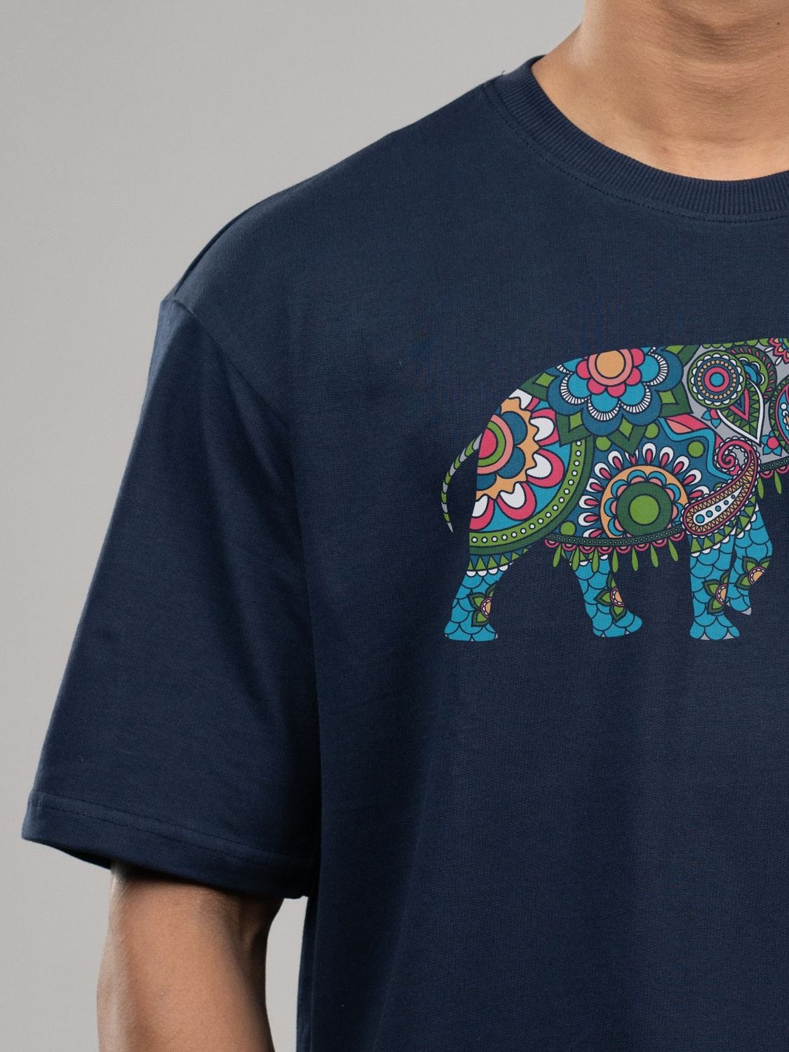Roads to India® T-Shirt for Men – 100% Cotton Elephant Half Sleeve Round Neck Graphic Print Tee | Unisex Regular & Oversized Fit | 180/220 GSM | S–5XL | White, Yellow, Black