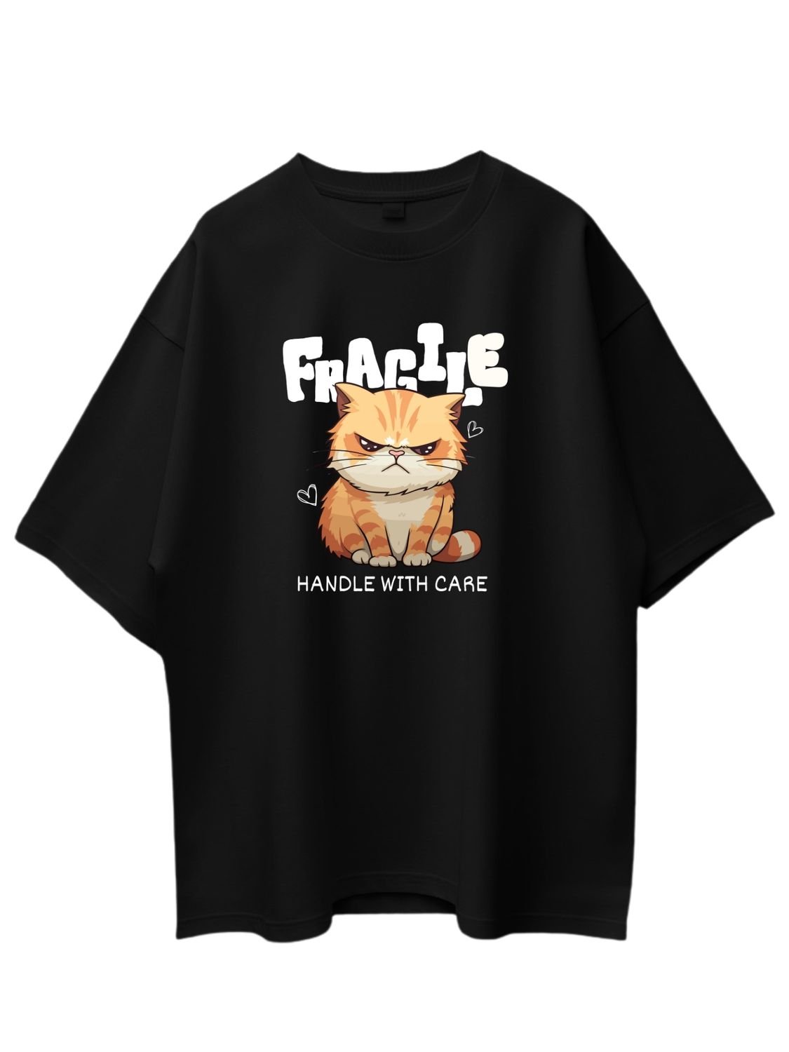 Roads to India® Women's Pure Cotton Casual T-Shirt – Fragile - Handle With Care Graphic Tee | Unisex Fit (Regular & Oversized) | 180/220 GSM | Half Sleeve, Round Neck | S–5XL | Black, Navy Blue, Red, Yellow