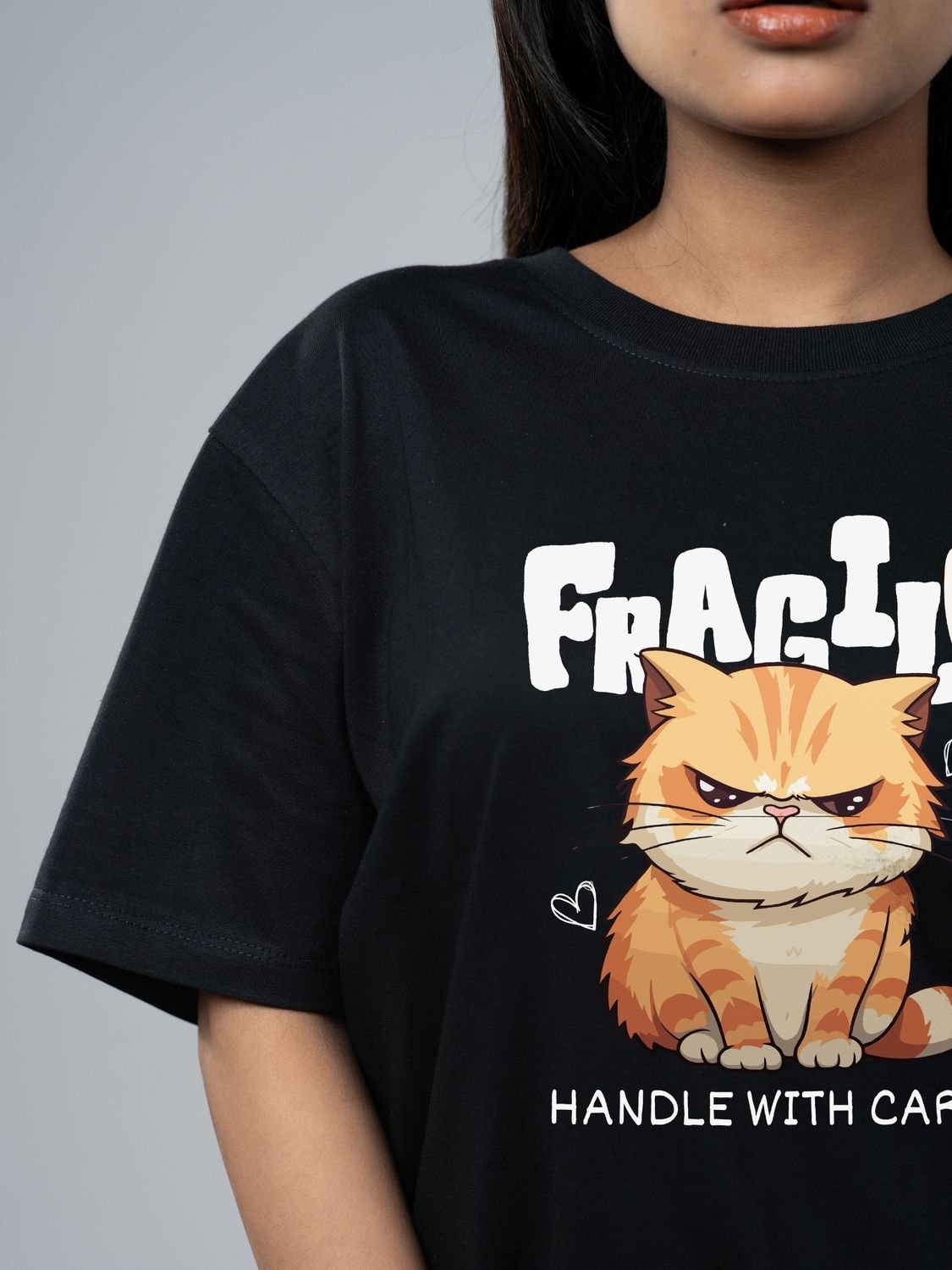 Roads to India® Women's Pure Cotton Casual T-Shirt – Fragile - Handle With Care Graphic Tee | Unisex Fit (Regular & Oversized) | 180/220 GSM | Half Sleeve, Round Neck | S–5XL | Black, Navy Blue, Red, Yellow