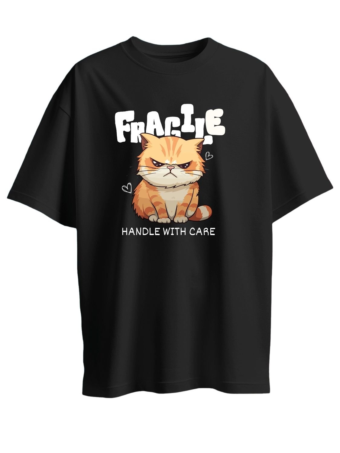 Roads to India® Women's Pure Cotton Casual T-Shirt – Fragile - Handle With Care Graphic Tee | Unisex Fit (Regular & Oversized) | 180/220 GSM | Half Sleeve, Round Neck | S–5XL | Black, Navy Blue, Red, Yellow