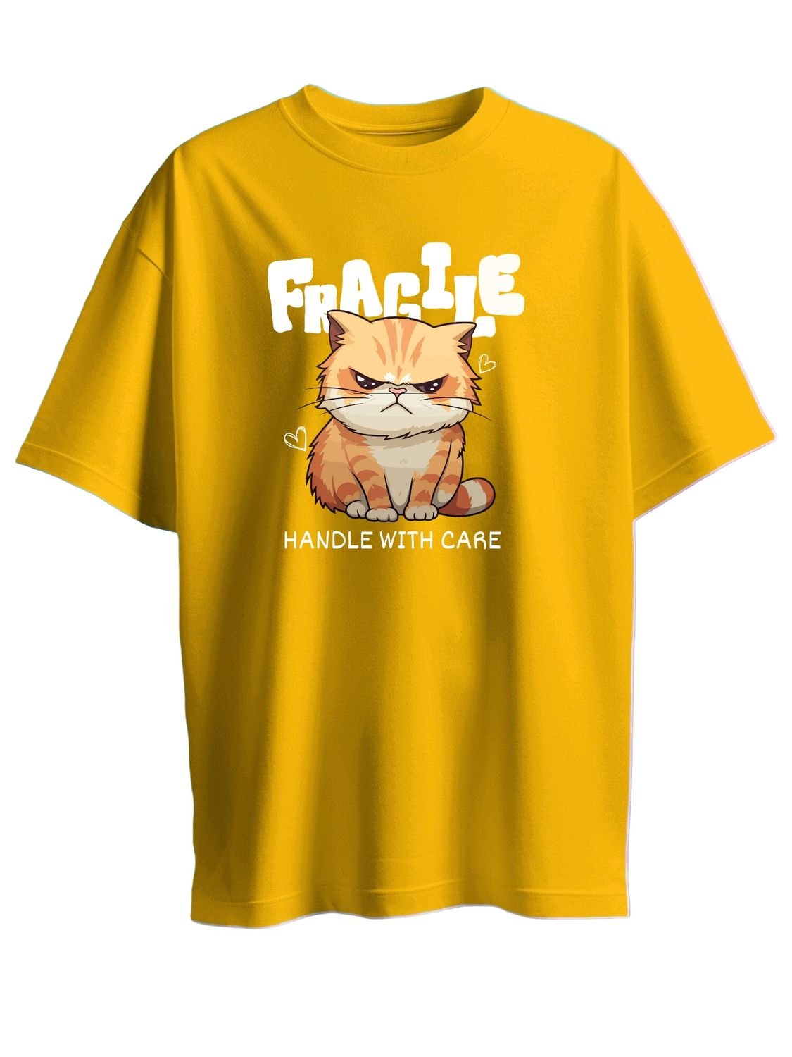 Roads to India® Women's Pure Cotton Casual T-Shirt – Fragile - Handle With Care Graphic Tee | Unisex Fit (Regular & Oversized) | 180/220 GSM | Half Sleeve, Round Neck | S–5XL | Black, Navy Blue, Red, Yellow