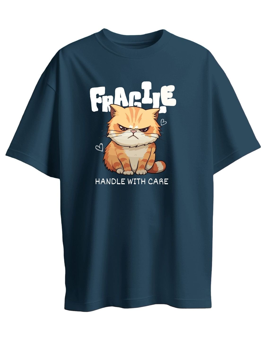 Roads to India® Women's Pure Cotton Casual T-Shirt – Fragile - Handle With Care Graphic Tee | Unisex Fit (Regular & Oversized) | 180/220 GSM | Half Sleeve, Round Neck | S–5XL | Black, Navy Blue, Red, Yellow