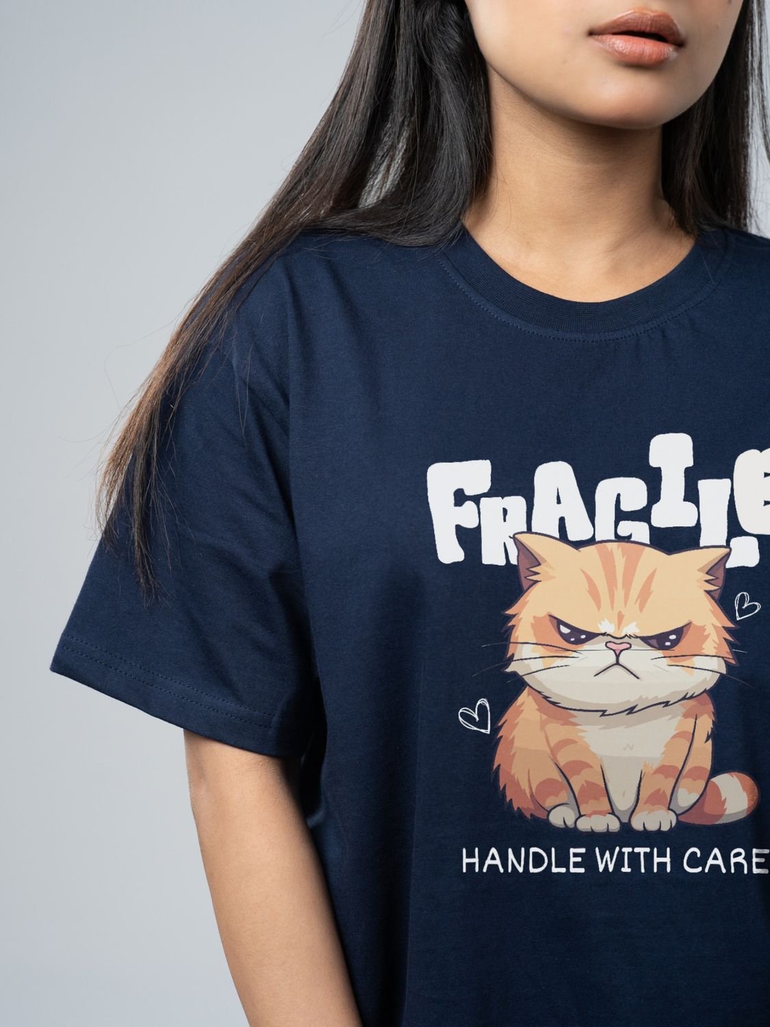 Roads to India® Women's Pure Cotton Casual T-Shirt – Fragile - Handle With Care Graphic Tee | Unisex Fit (Regular & Oversized) | 180/220 GSM | Half Sleeve, Round Neck | S–5XL | Black, Navy Blue, Red, Yellow