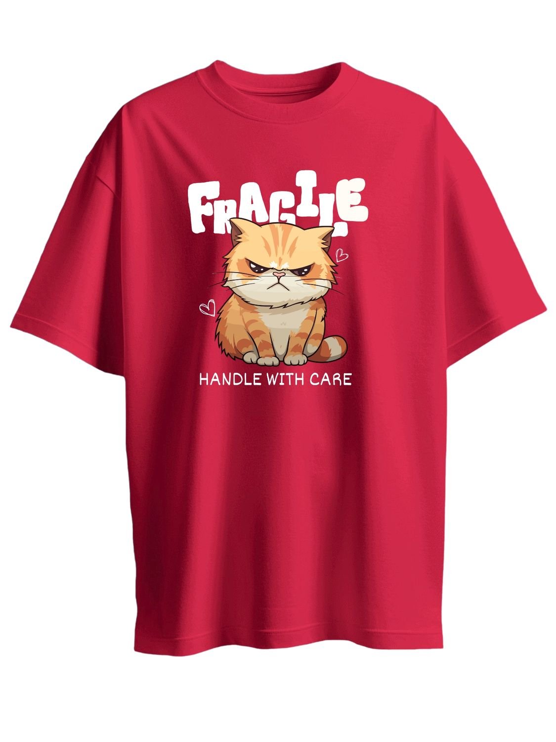 Roads to India® Women's Pure Cotton Casual T-Shirt – Fragile - Handle With Care Graphic Tee | Unisex Fit (Regular & Oversized) | 180/220 GSM | Half Sleeve, Round Neck | S–5XL | Black, Navy Blue, Red, Yellow