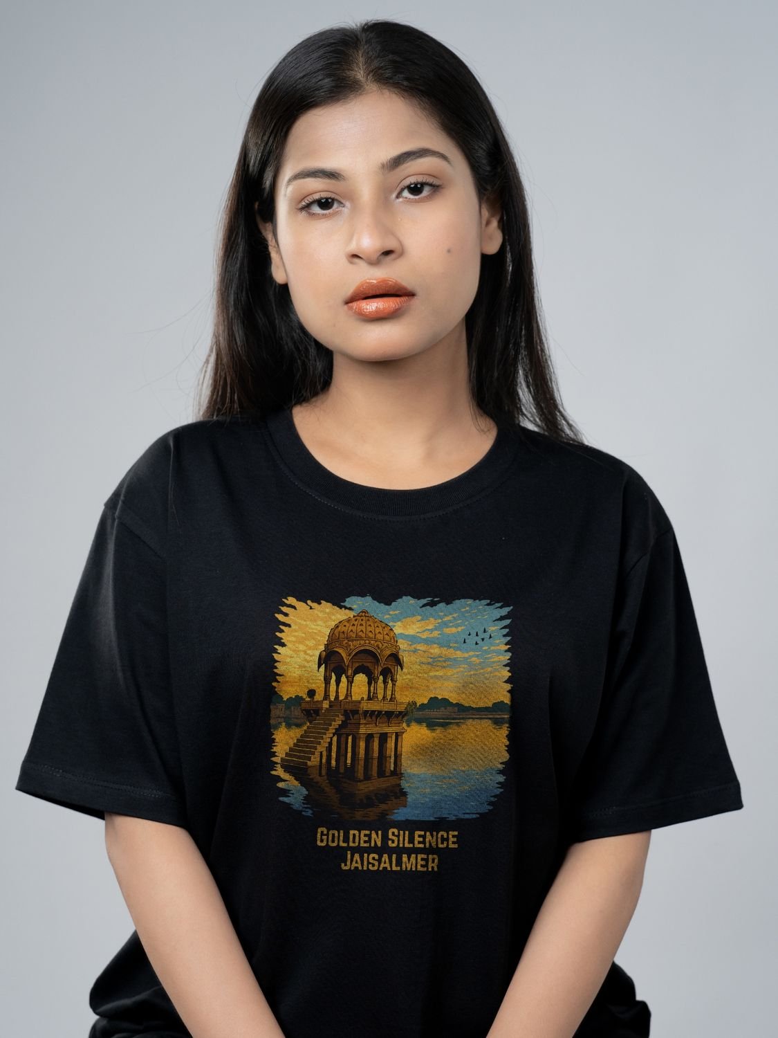 Roads to India® Pure Cotton Regular, Oversized Travel t-shirt for Men - Jaisalmer Rajasthan - Unisex Round Neck Printed Casual fit Drop Shoulder 180-220 GSM | S - 5XL | Black