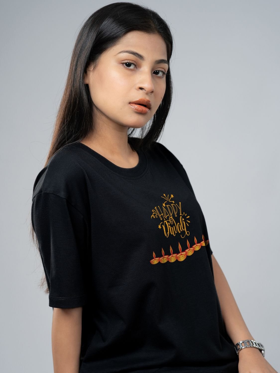 Roads to India® T-Shirt for Men – 100% Cotton Happy Diwali Half Sleeve Round Neck Graphic Print Tee | Unisex Regular & Oversized Fit | 180/220 GSM | S–5XL | Black, Navy Blue, Olive