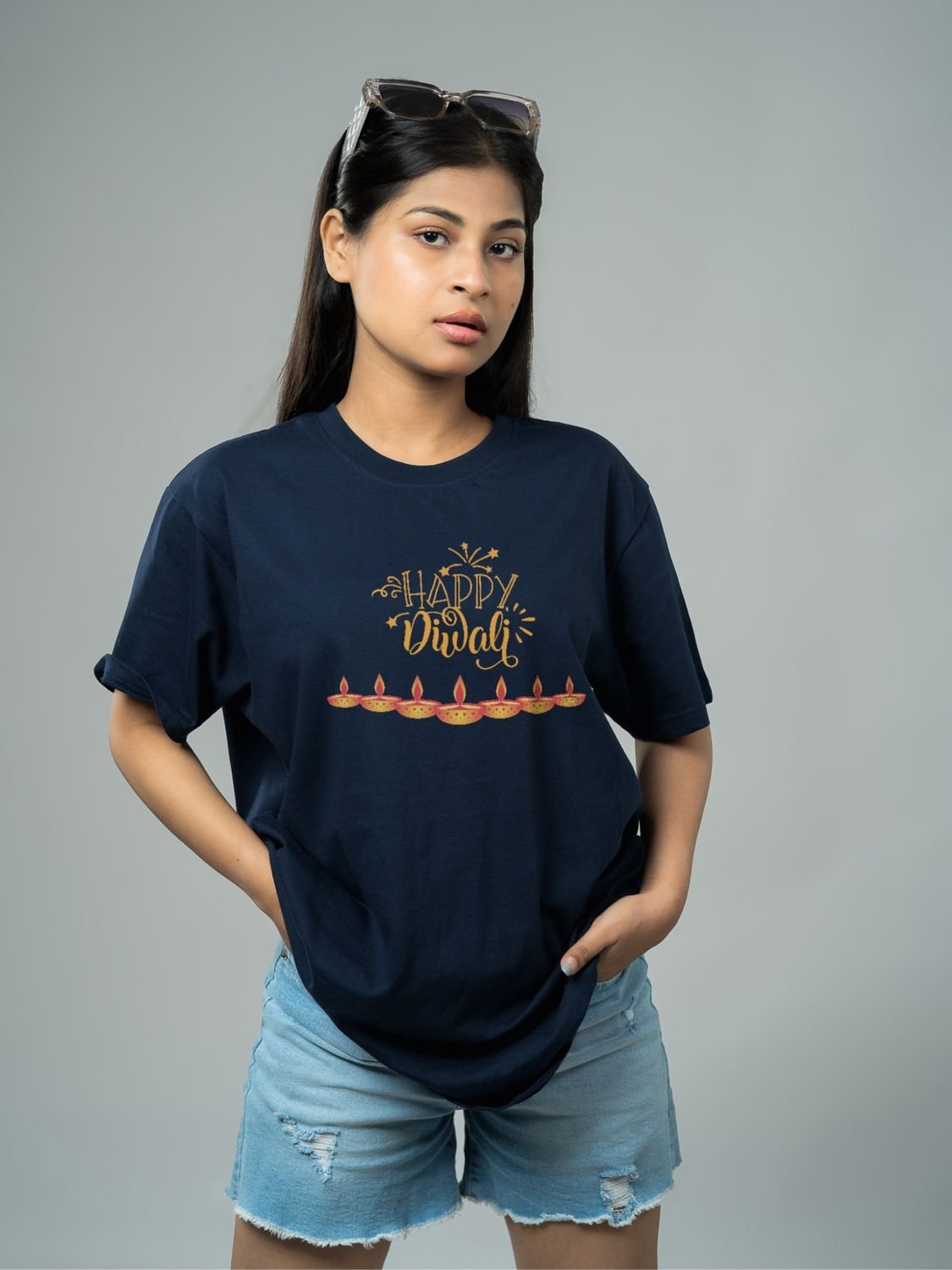 Roads to India® T-Shirt for Men – 100% Cotton Happy Diwali Half Sleeve Round Neck Graphic Print Tee | Unisex Regular & Oversized Fit | 180/220 GSM | S–5XL | Black, Navy Blue, Olive