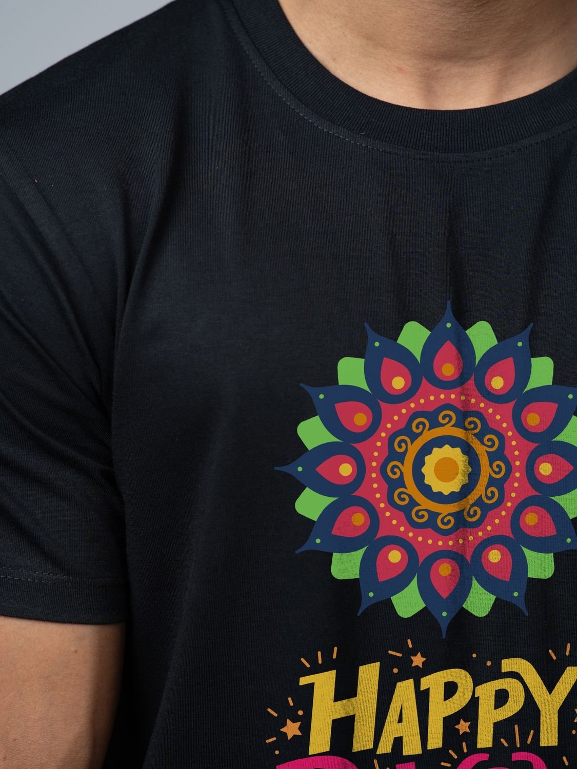 Roads to India® T-Shirt for Men – 100% Cotton Celebrate Diwali Half Sleeve Round Neck Graphic Print Tee | Unisex Regular & Oversized Fit | 180/220 GSM | S–5XL | Black, Navy Blue, Olive Green