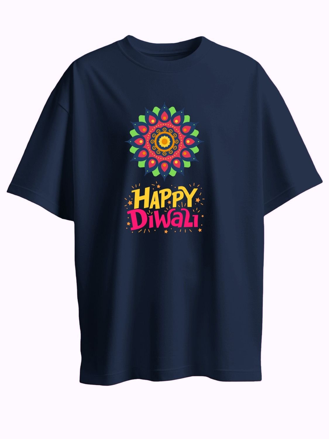 Roads to India® T-Shirt for Men – 100% Cotton Celebrate Diwali Half Sleeve Round Neck Graphic Print Tee | Unisex Regular & Oversized Fit | 180/220 GSM | S–5XL | Black, Navy Blue, Olive Green