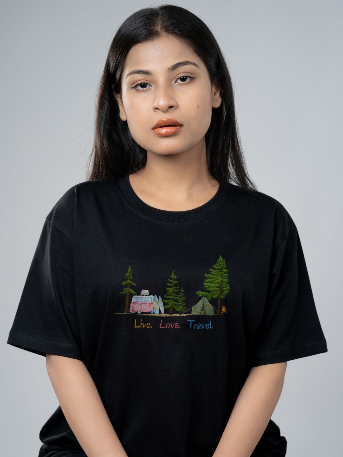 Roads to India® Cotton T-Shirt for Men – Live Life Travel Graphic Print Tee | Half Sleeve Round Neck | Unisex Regular & Oversized Fit | 180/220 GSM | Black, Grey, White | S to 5XL