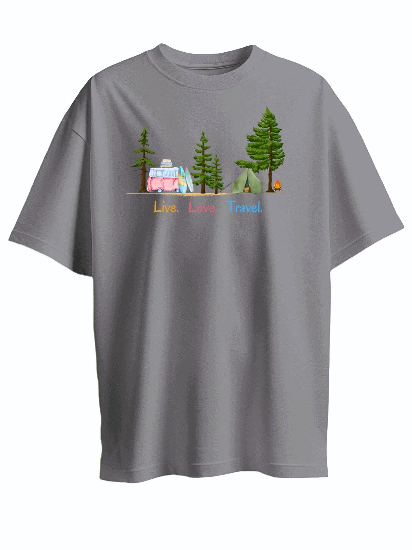 Roads to India® Cotton T-Shirt for Men – Live Life Travel Graphic Print Tee | Half Sleeve Round Neck | Unisex Regular & Oversized Fit | 180/220 GSM | Black, Grey, White | S to 5XL