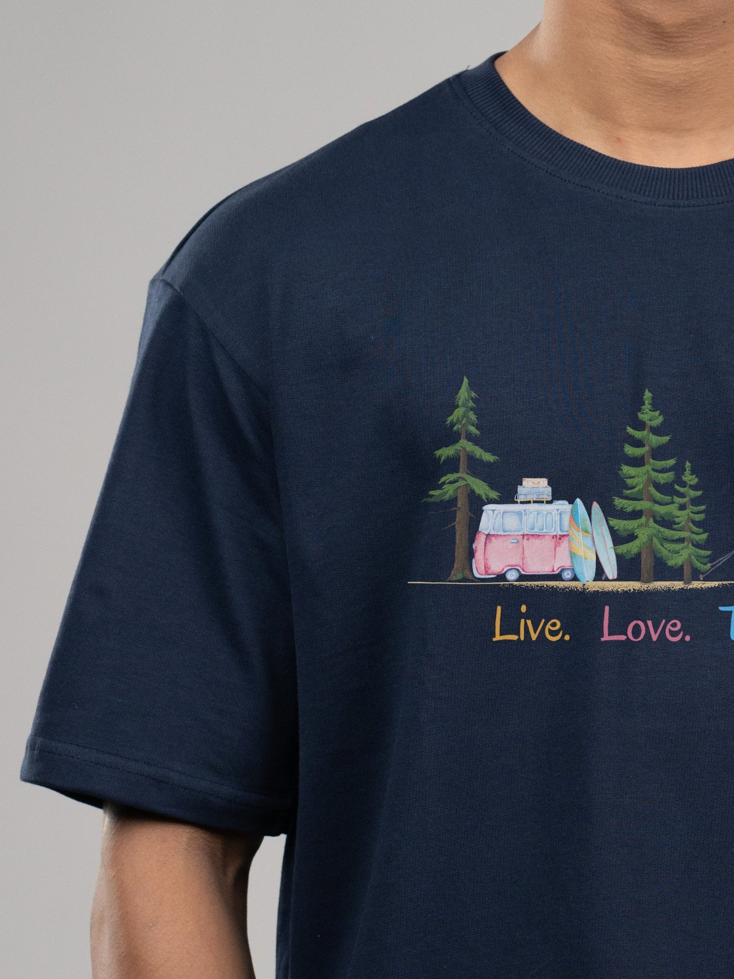 Roads to India® Cotton T-Shirt for Men – Live Life Travel Graphic Print Tee | Half Sleeve Round Neck | Unisex Regular & Oversized Fit | 180/220 GSM | Black, Grey, White | S to 5XL