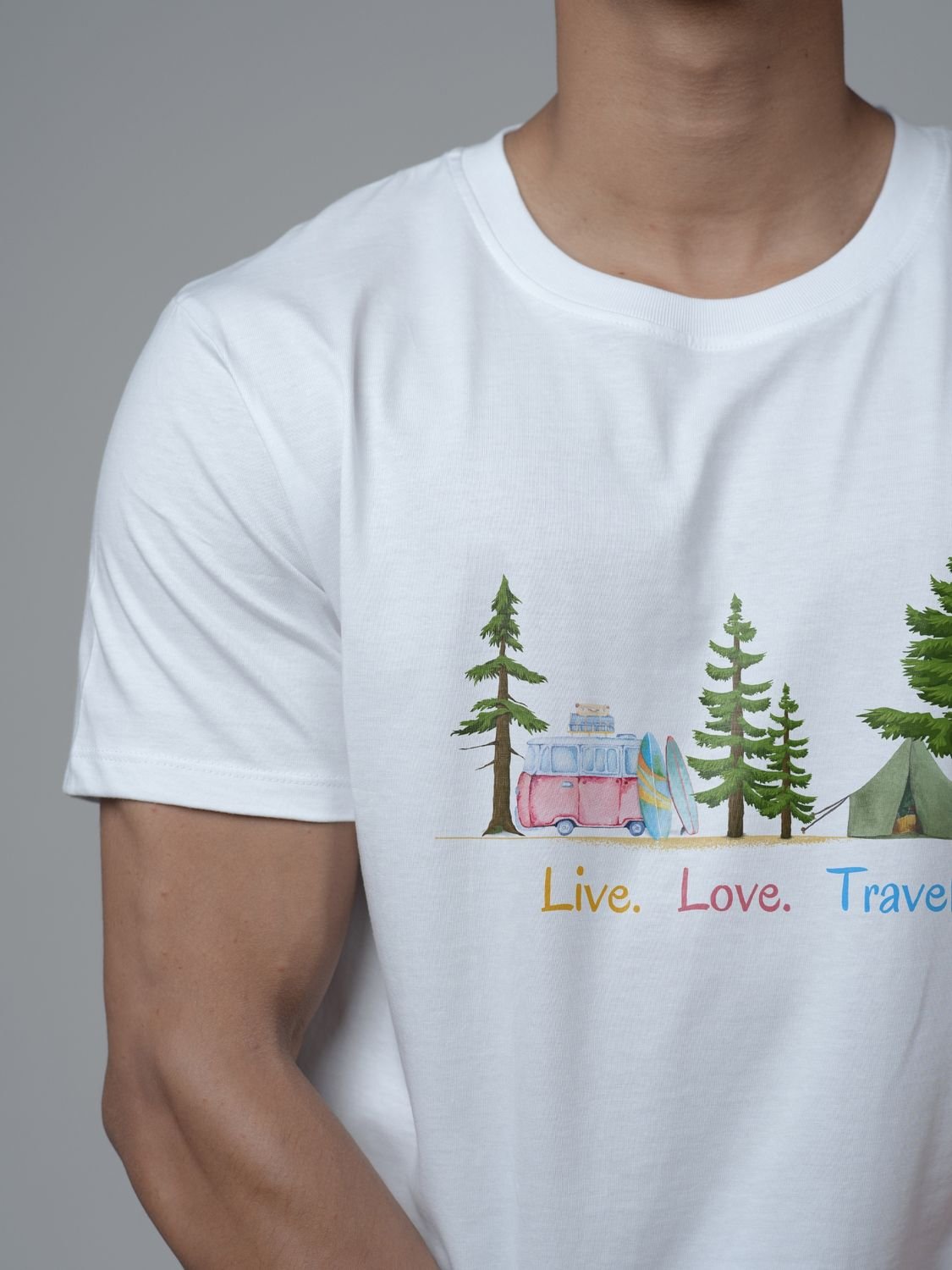 Roads to India® Cotton T-Shirt for Men – Live Life Travel Graphic Print Tee | Half Sleeve Round Neck | Unisex Regular & Oversized Fit | 180/220 GSM | Black, Grey, White | S to 5XL