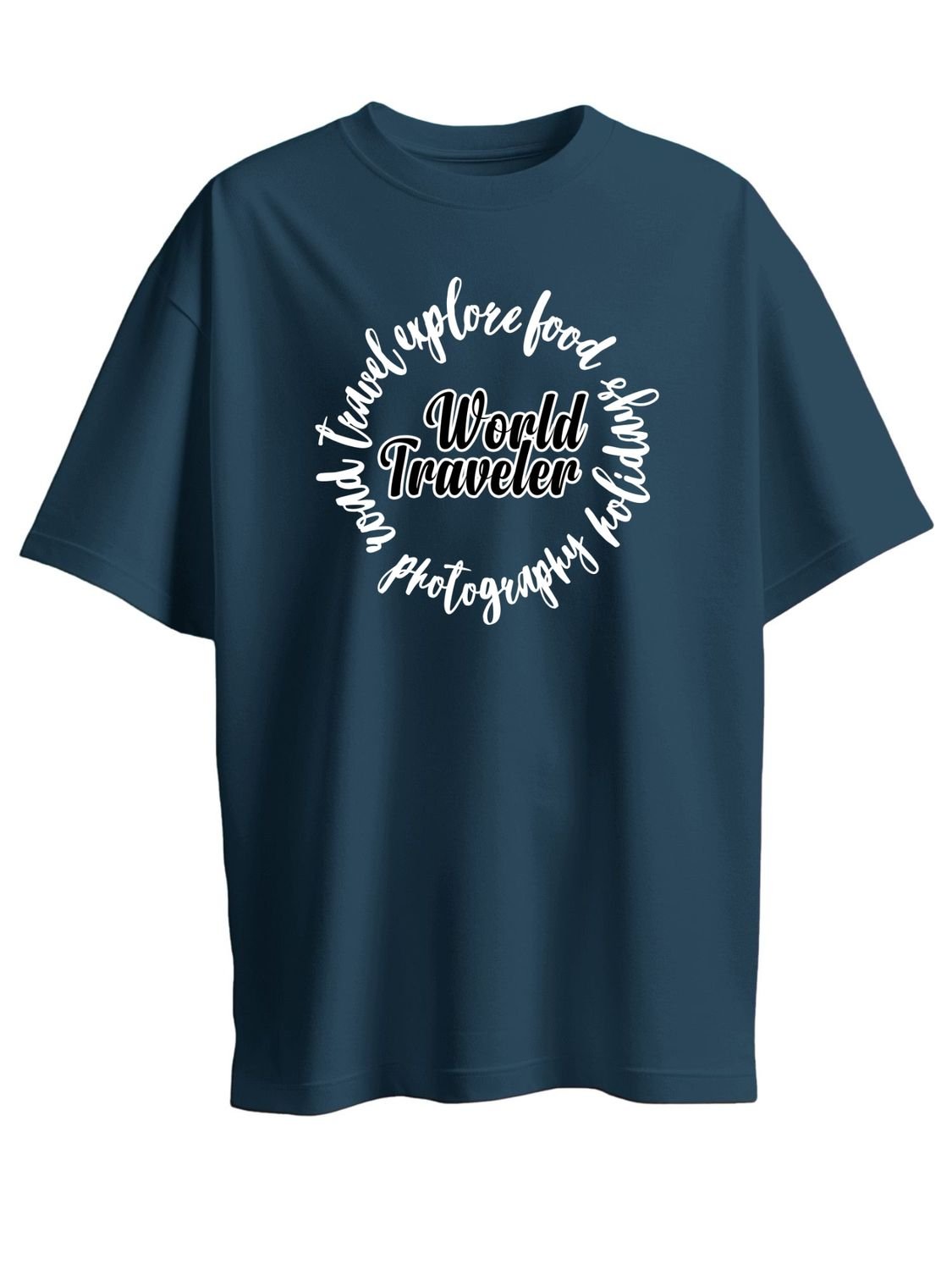 Roads to India® Cotton T-Shirt for Men – World Traveller Graphic Print Tee | Half Sleeve Round Neck | Unisex Regular & Oversized Fit | 180/220 GSM | Grey, Yellow, Navy Blue | S to 5XL