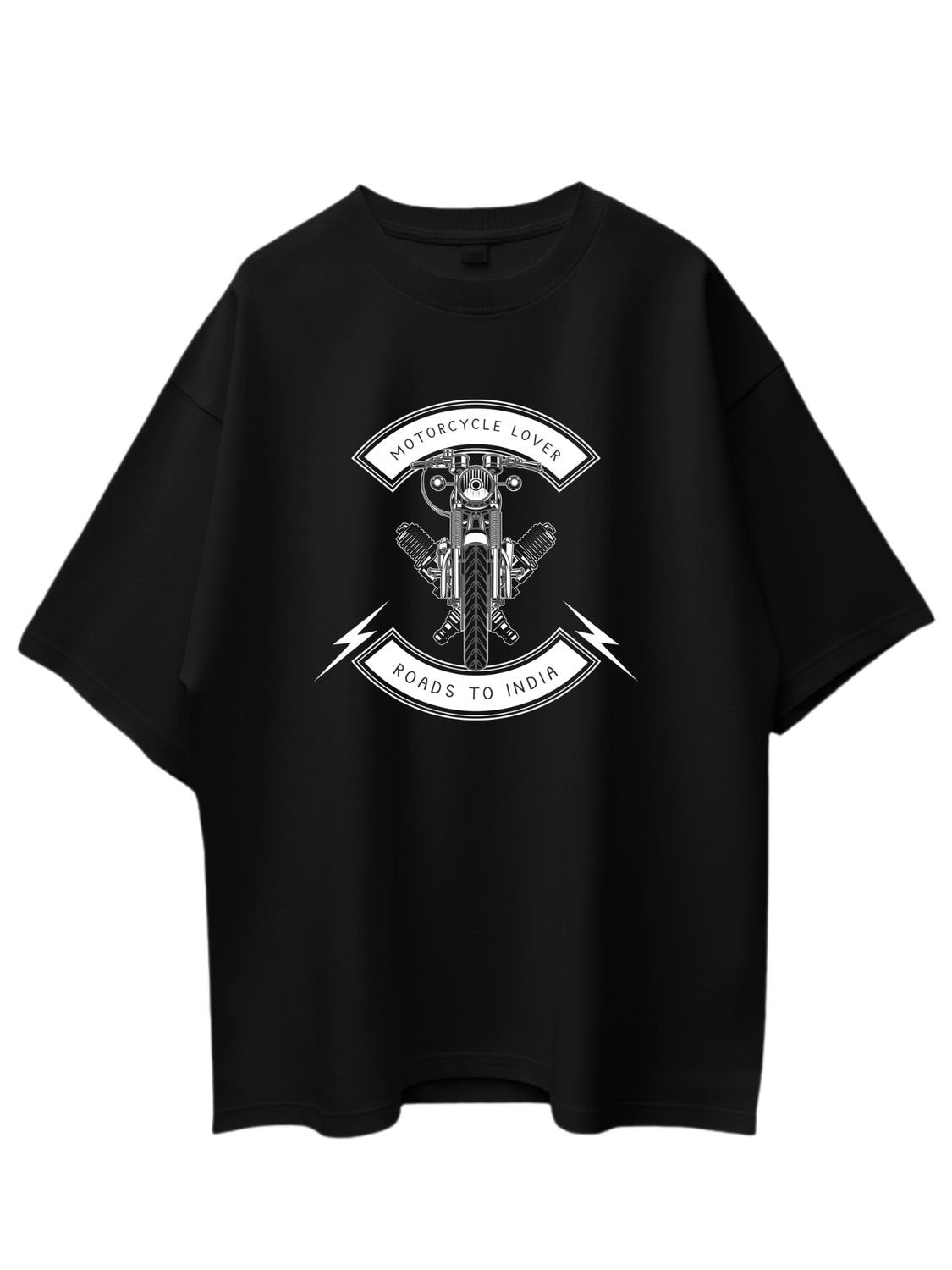 Roads to India® T-Shirt for Men – 100% Cotton Motorcycle Lover Half Sleeve Round Neck Graphic Print Tee | Regular & Oversized Fit | 180/220 GSM | S–5XL | Navy Blue, Red, Olive Green, Black
