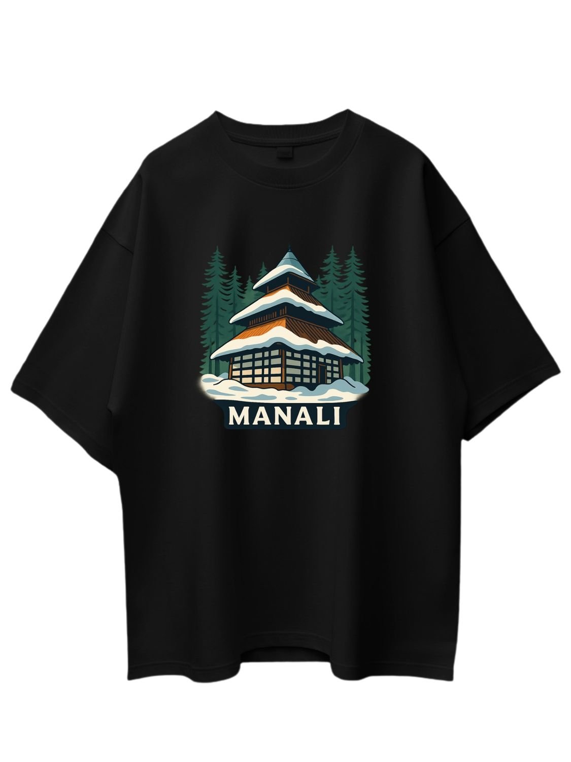 Roads to India® Pure Cotton Regular, Oversized Travel t-shirt for Men - Manali - Unisex Round Neck Printed Casual fit Drop Shoulder 180-220 GSM | S - 5XL | Black, White